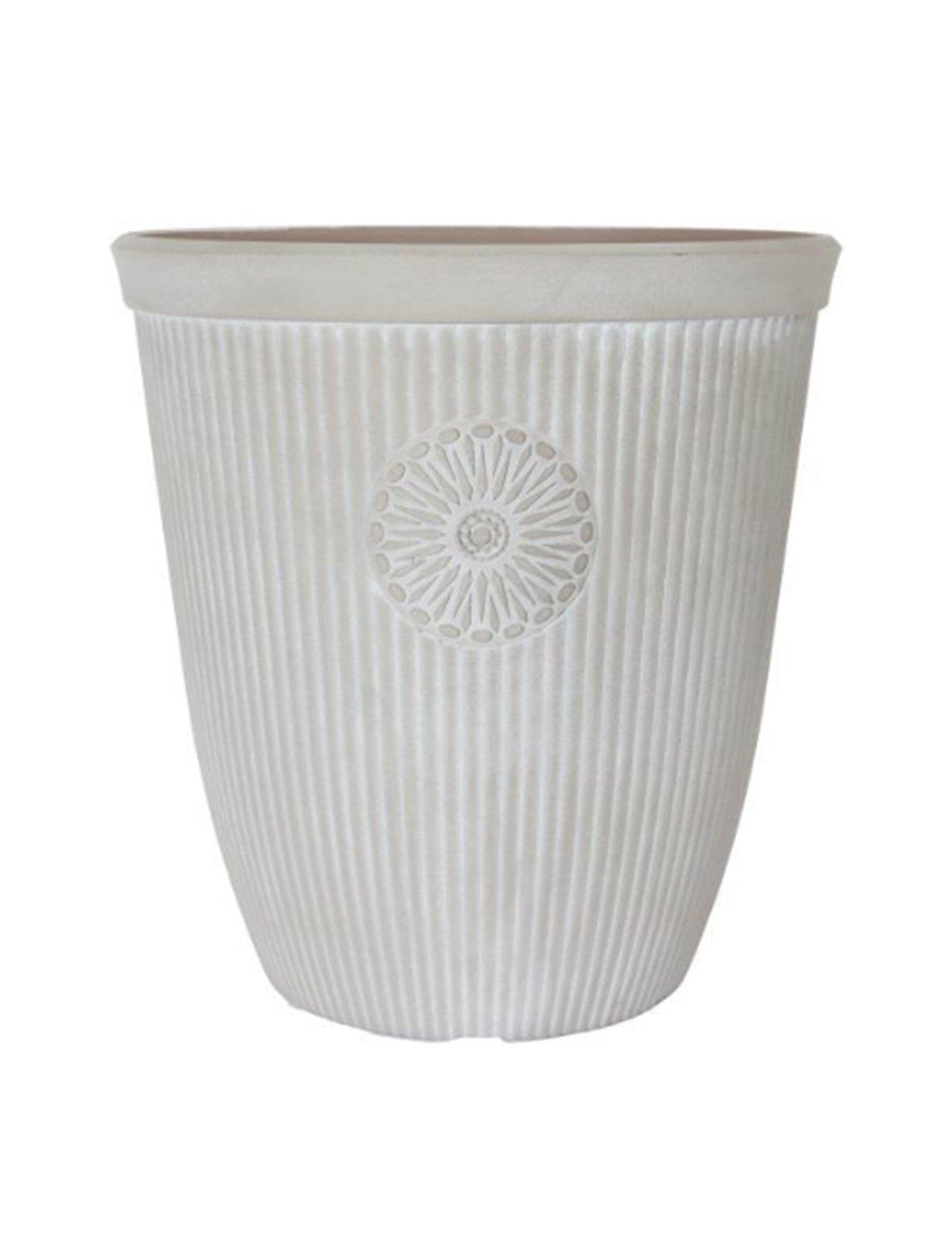 Product photograph of You Garden Somerville Tall Planter - Pebble White 16 from very.co.uk