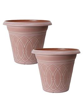 Product photograph of Pair Of Durham Planters - Cloudy Terracotta 18 from very.co.uk