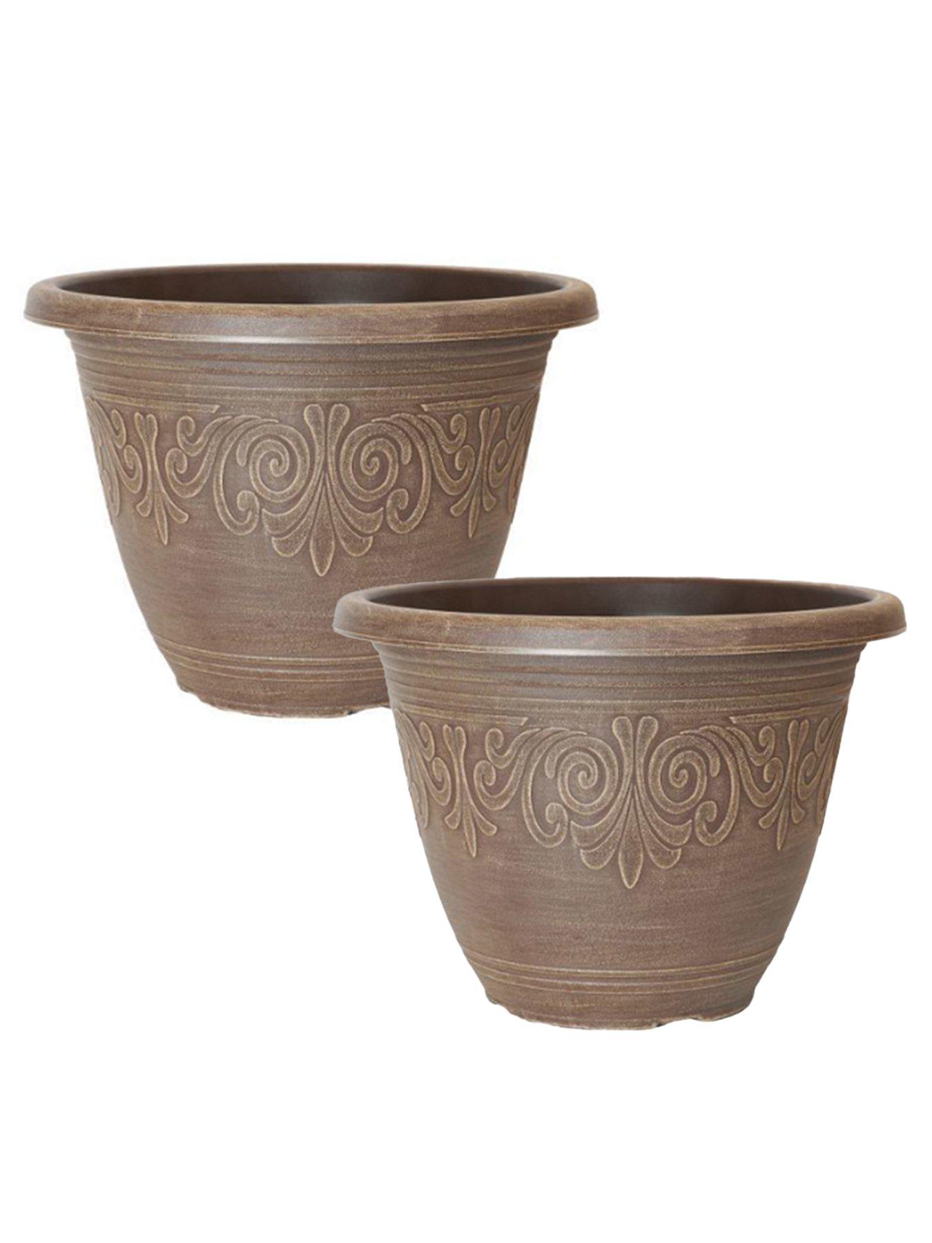 Product photograph of You Garden Pair Of Round Laurel Planters - Brushed Butterscotch 13 from very.co.uk
