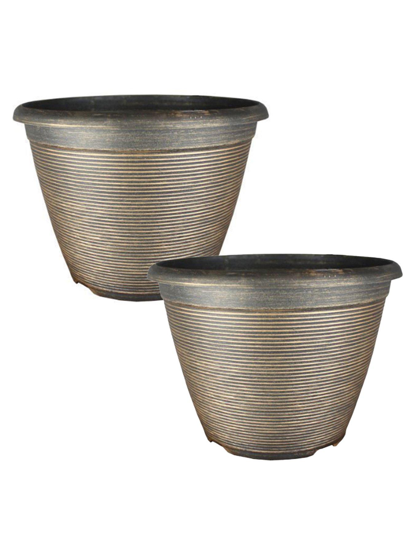 Product photograph of You Garden Pair Of Helix Planters - Black Bronze 10 from very.co.uk