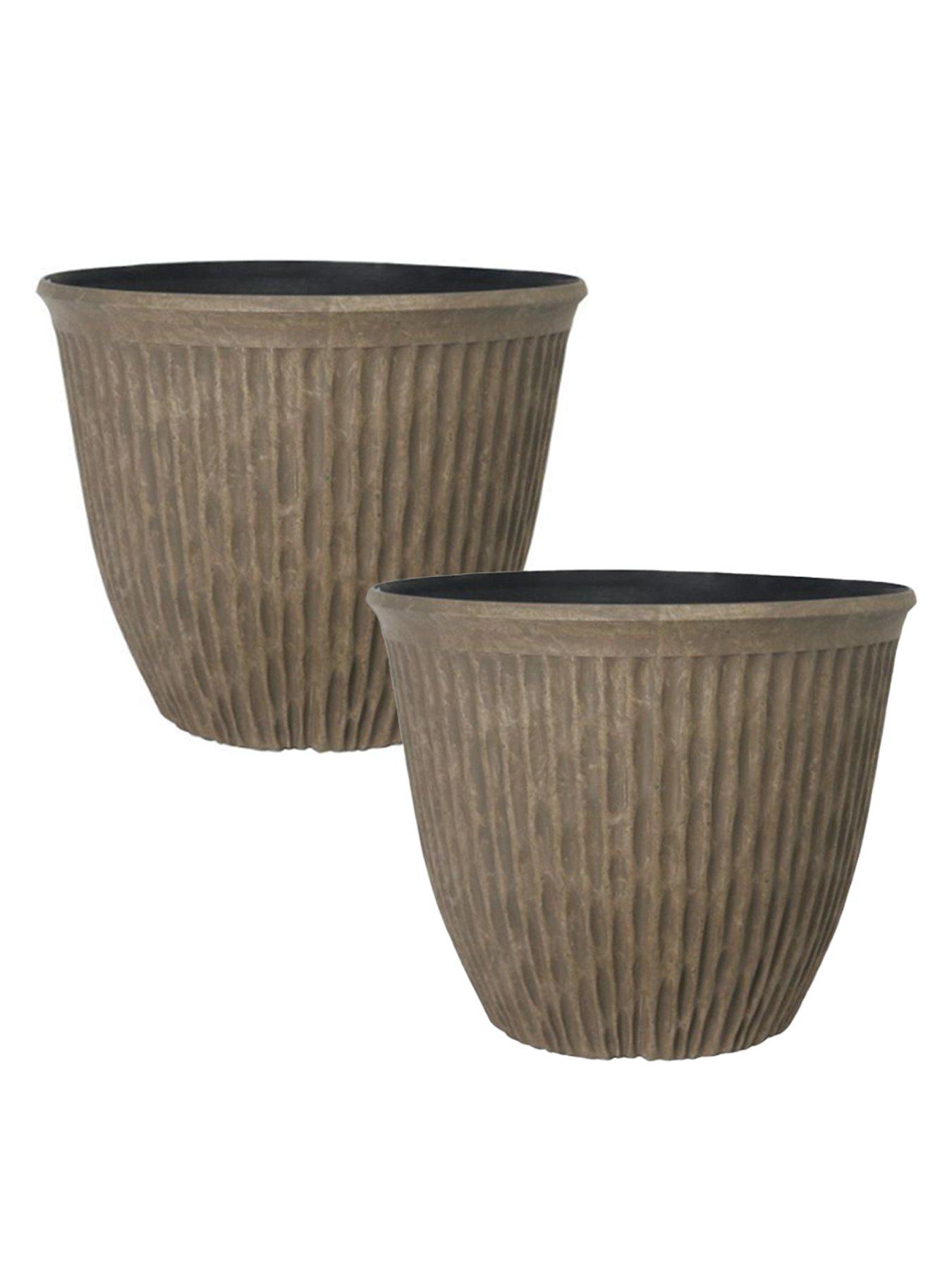 undefined Pair of Brooklyn Planters - Faux Rock (15")