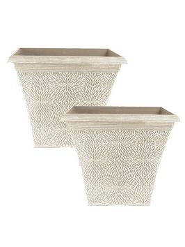 Product photograph of Pair Of Square April Planters - Powdered Beige 14 5 from very.co.uk