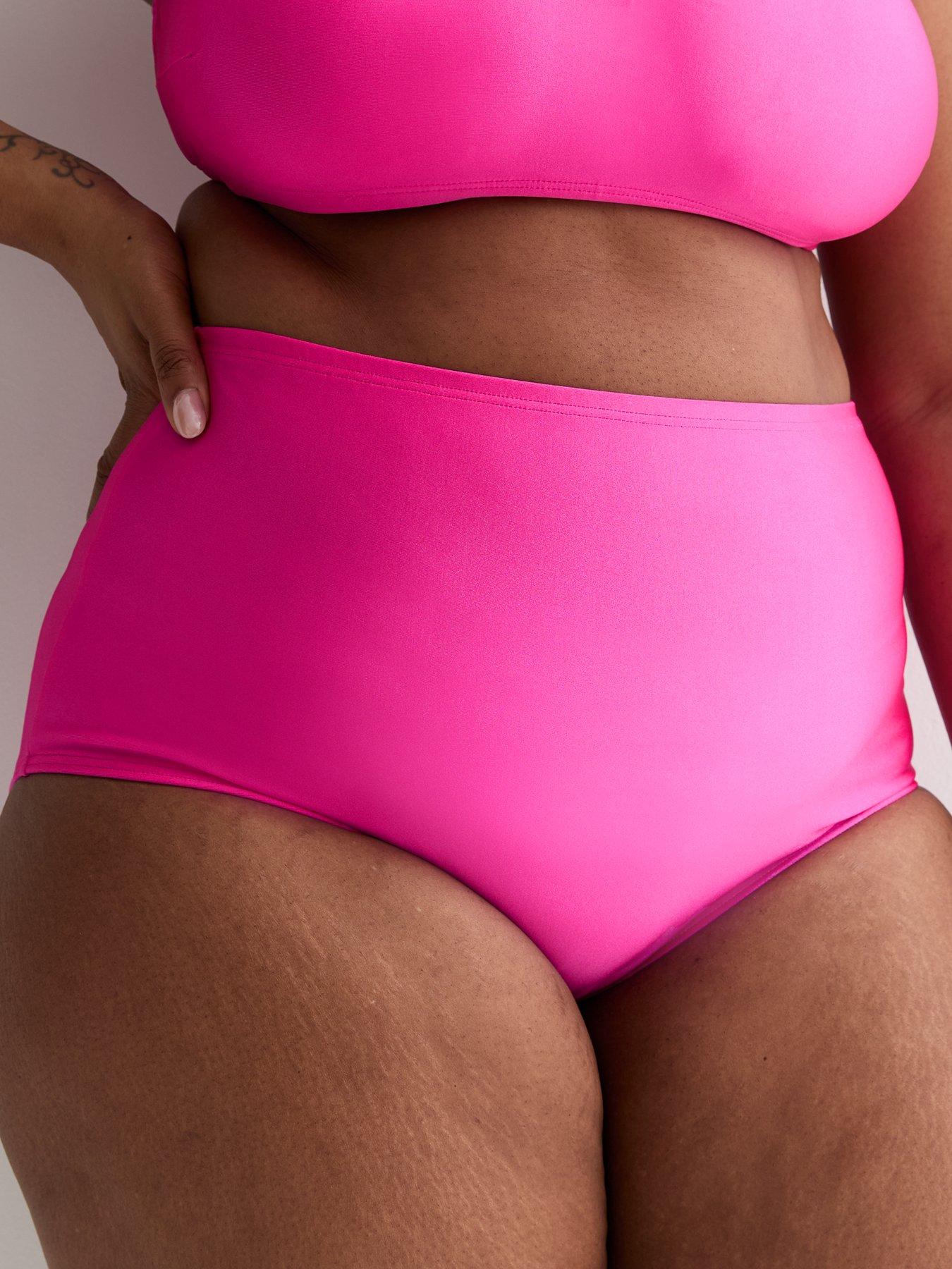 Curves Bright Pink High Waist Bikini Bottoms
