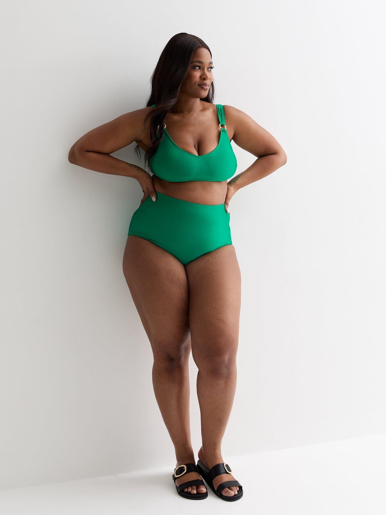 New Look Curves Green High Waist Bikini Bottoms Very