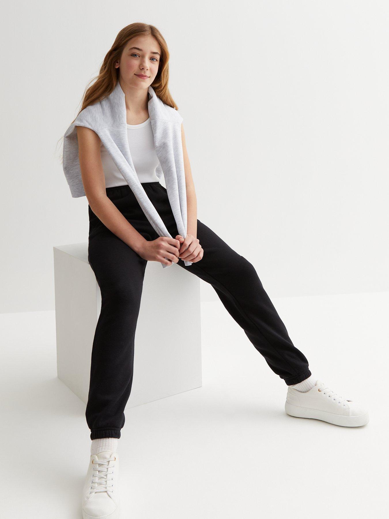 New Look 915 Girls Black Jersey Cuffed Joggers