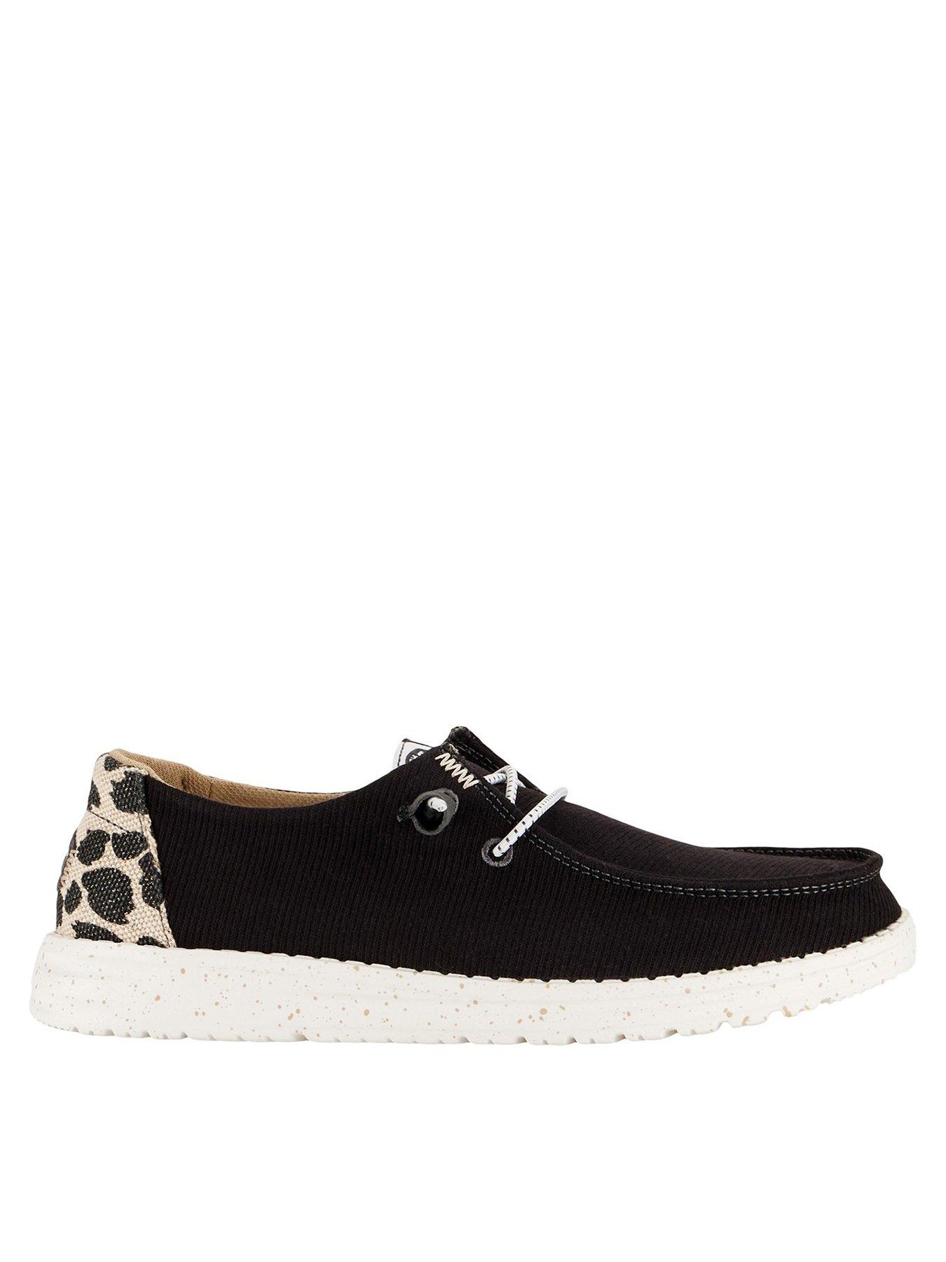Heydude Wendy Leopard Shoe, Black, Size 5, Women