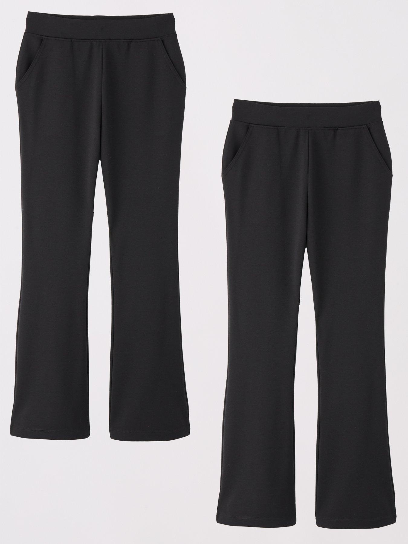 Image of Everyday Girls 2 Pack Jersey Kick Flare Trouser - Black