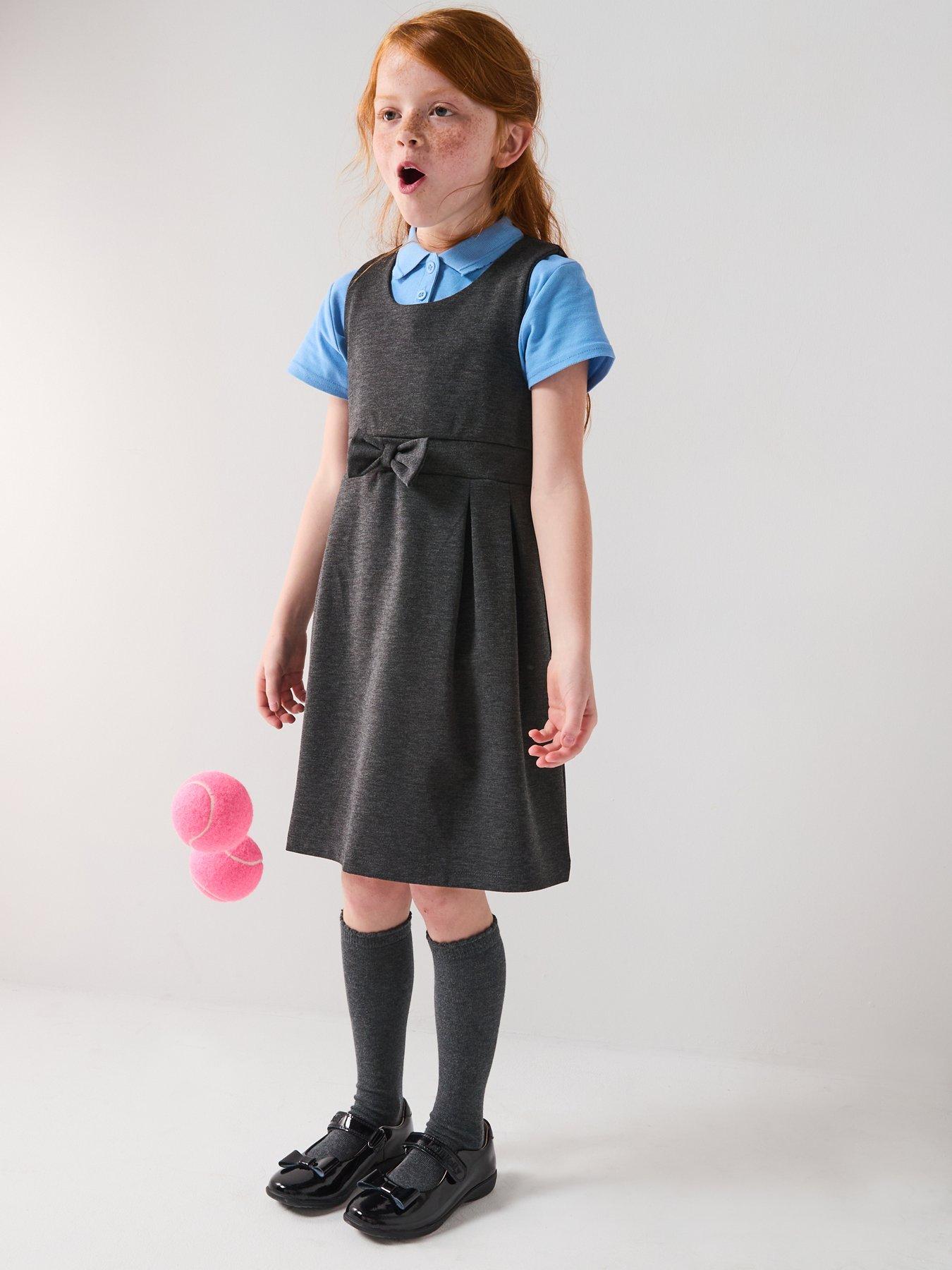 Everyday Girls Jersey Pleated Pinafore - Grey