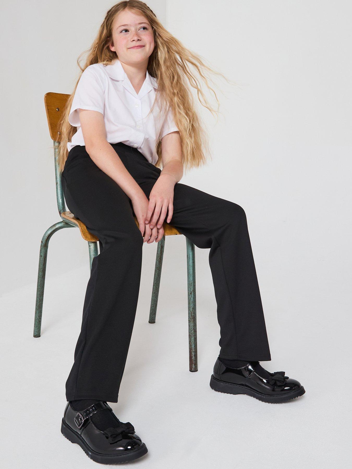 The Very Collection Girls 2 Pack Jersey School Trousers - Black