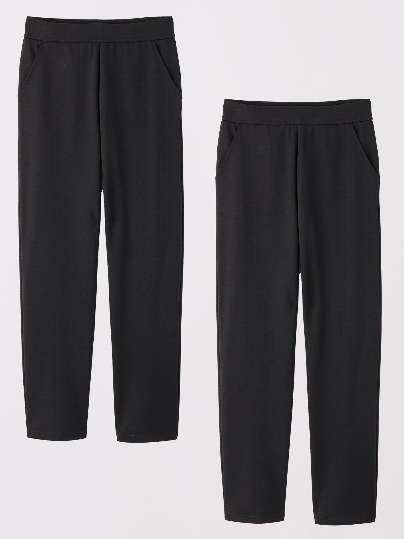 Image of Everyday Girls 2 Pack Jersey School Trousers - Black