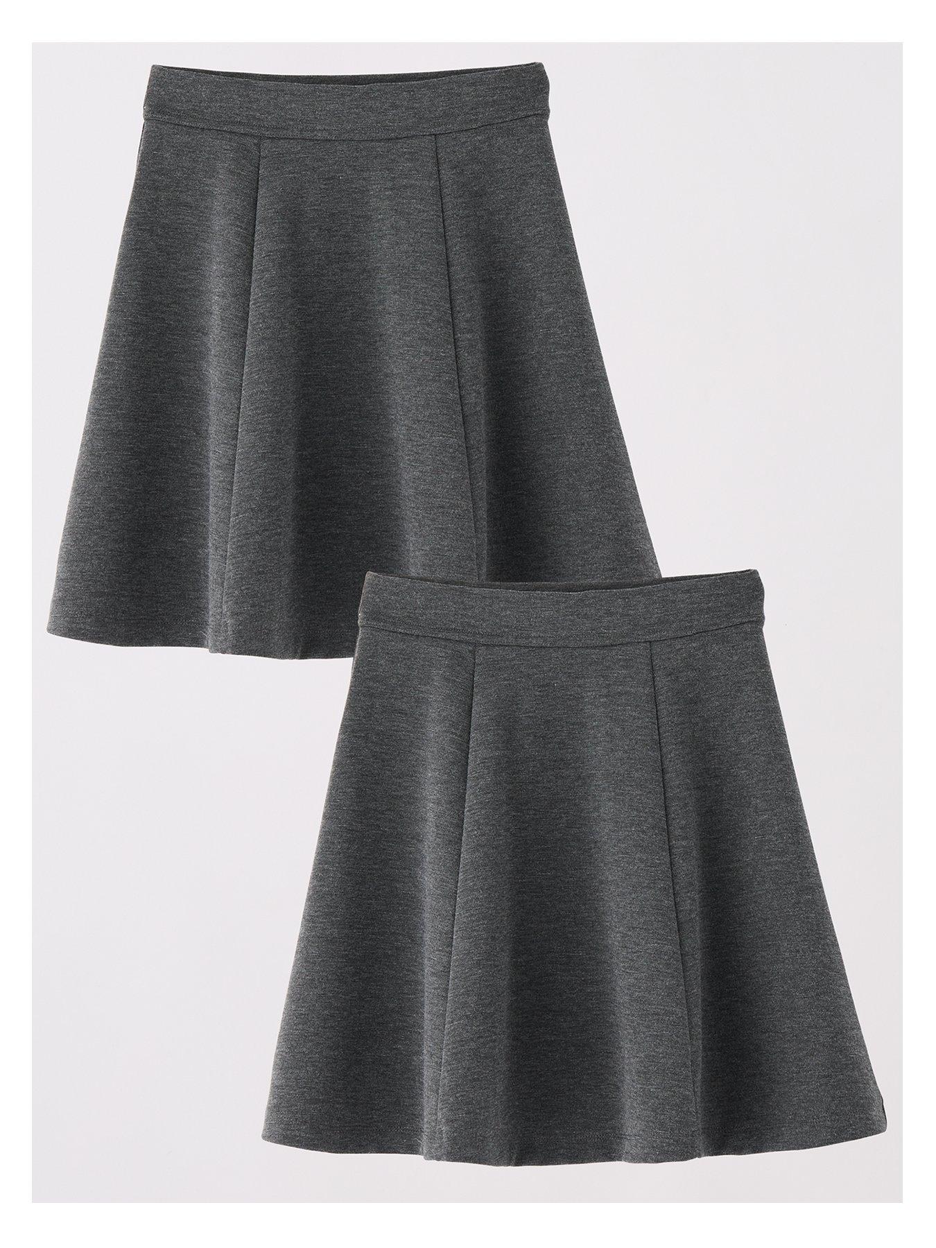 Image 2 of 7 of The Very Collection Girls 2 Pack Jersey Skater Skirts - Grey