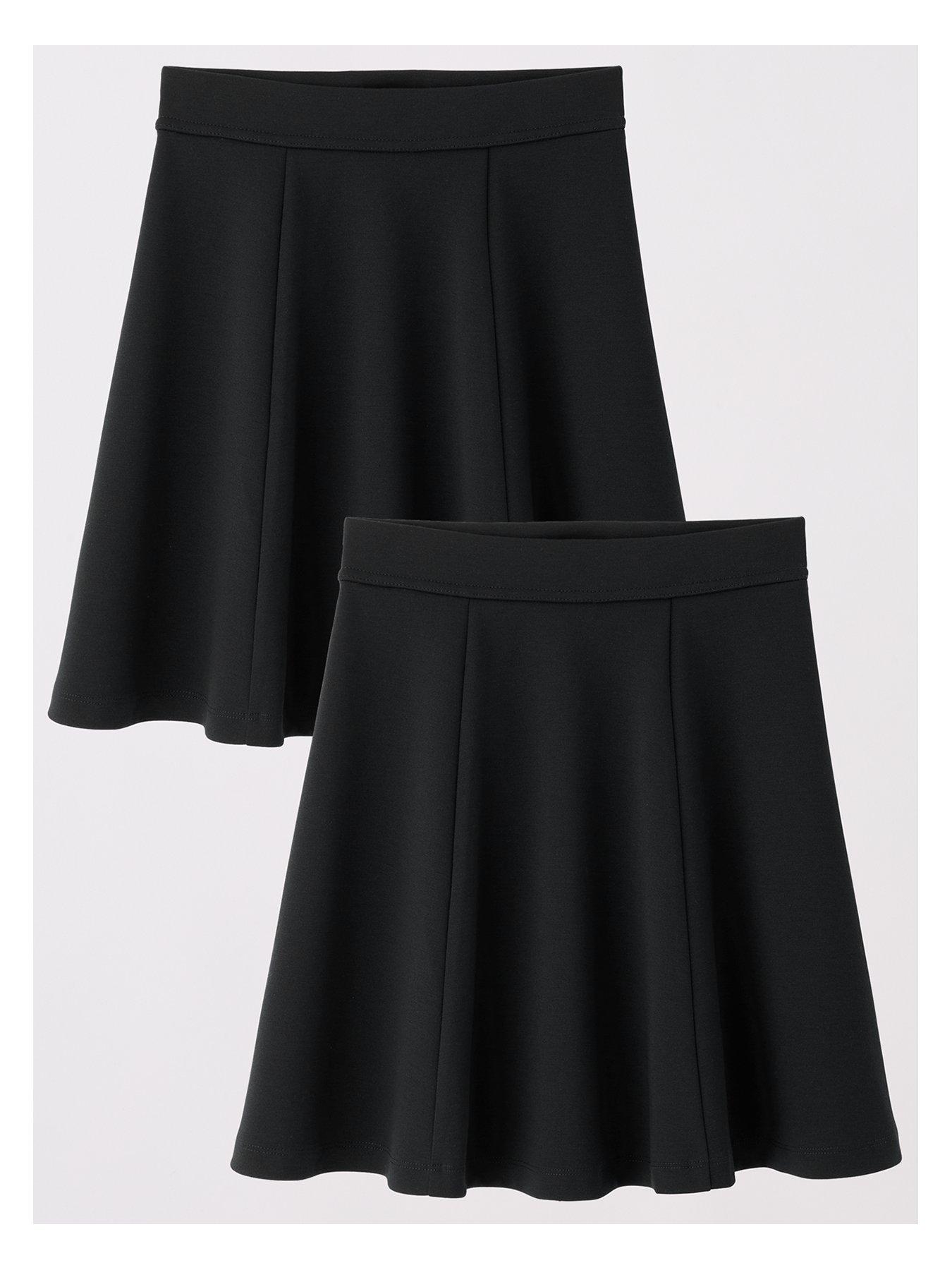 Image 2 of 7 of The Very Collection Girls 2 Pack Jersey Skater Skirts - Black