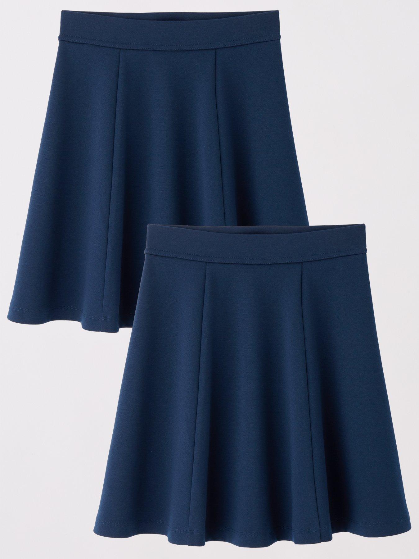 V by Very Girls 2 Pack Classic Pleated School Skirts Plus Size Navy Very
