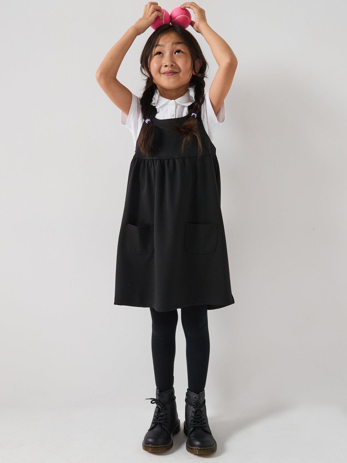 undefined Girls 2 Pack Jersey Pinafore - Black
