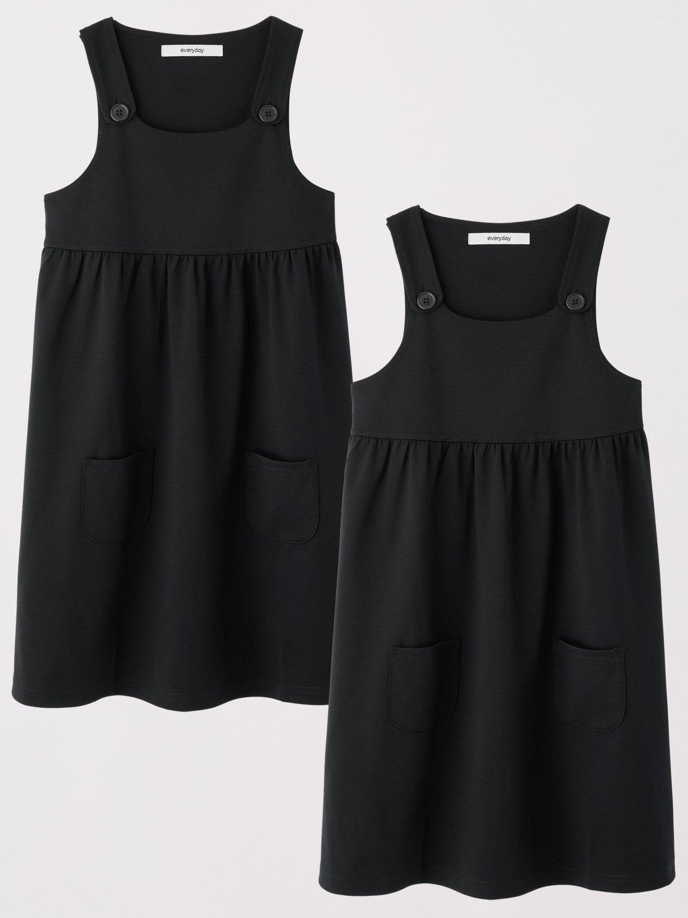 undefined Girls 2 Pack Jersey Pinafore - Black