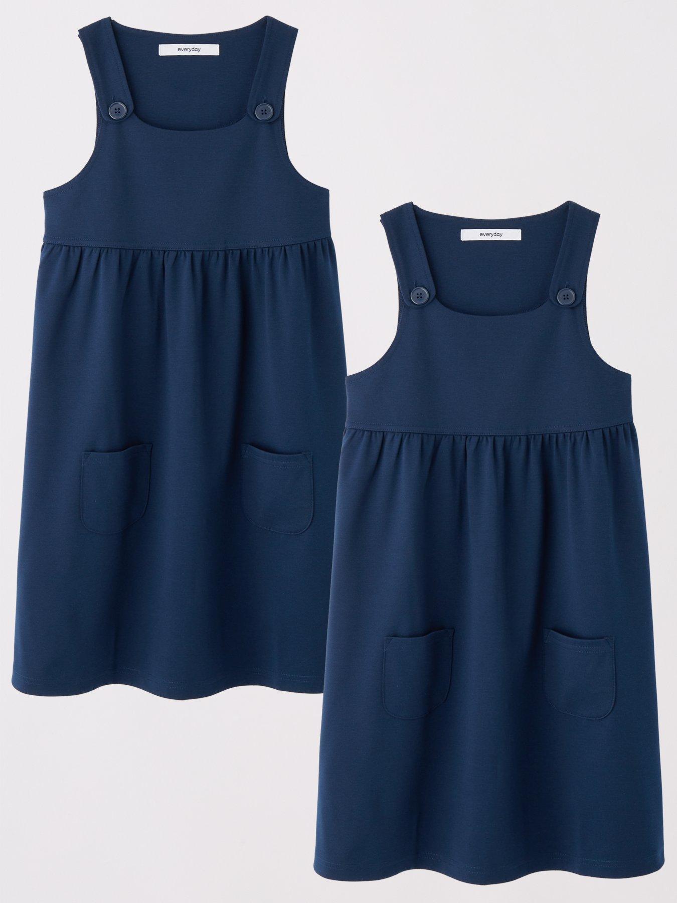 undefined Girls 2 Pack Jersey Pinafore - Navy