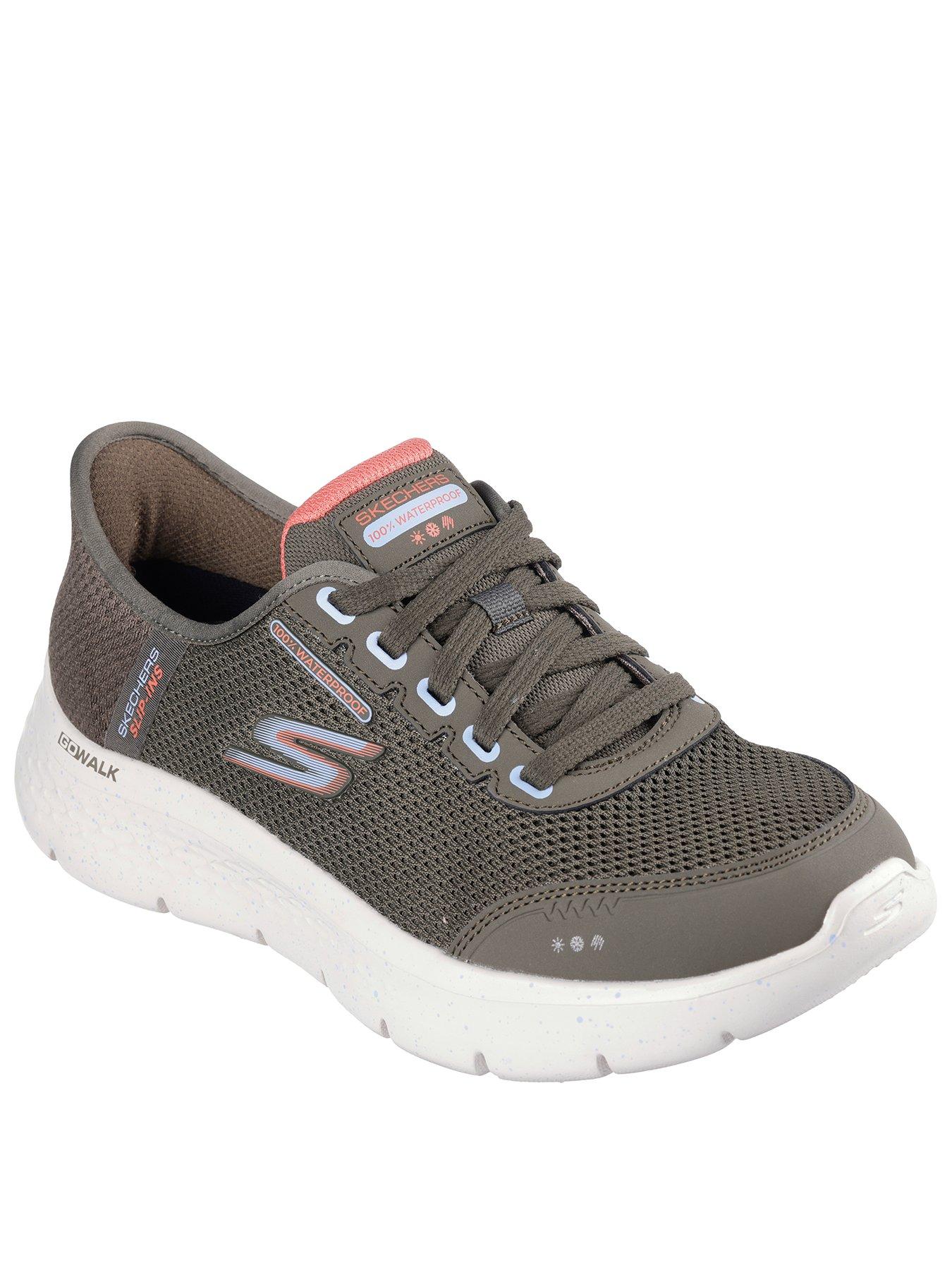 Skechers Slip Ins 100 Waterproof Mesh Lace Up Trainers Green Very