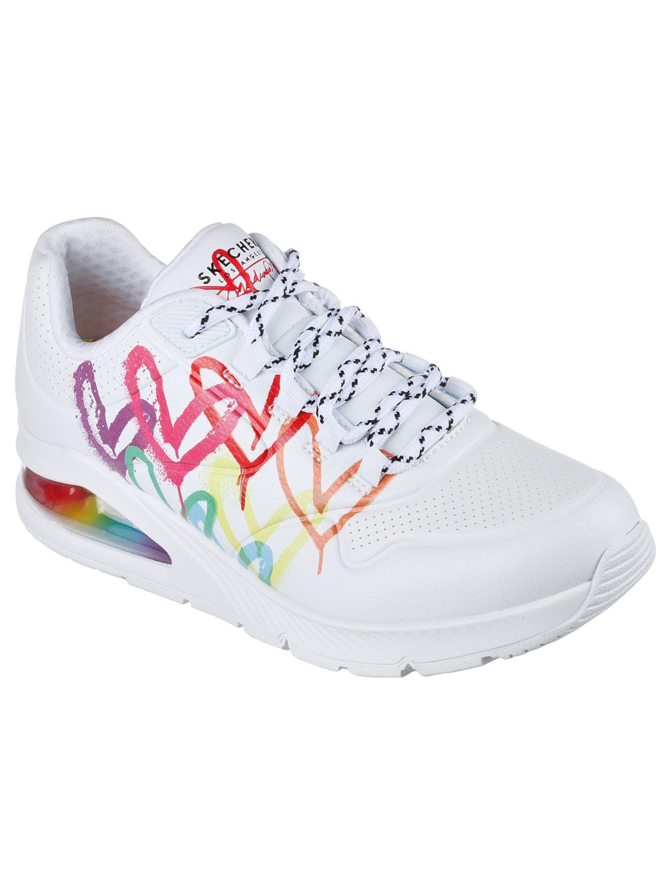 Skechers Goldcrown Clustered Graffiti Heart Print W Rainbow Air Bag Lace Up Fashion Sneaker Very
