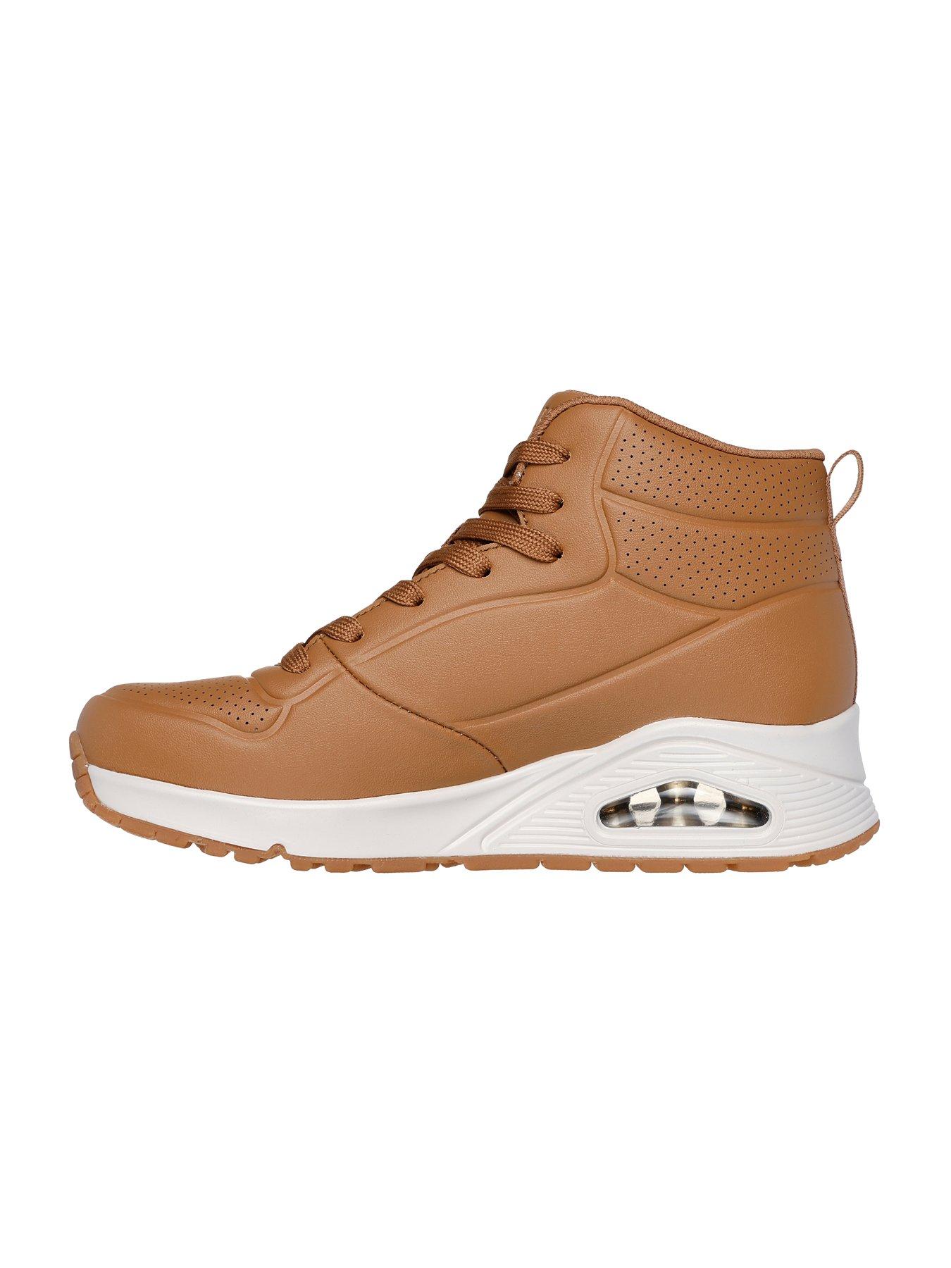 Skechers Duraleather Lace Up High Top Fashion Sneakers Brown Very
