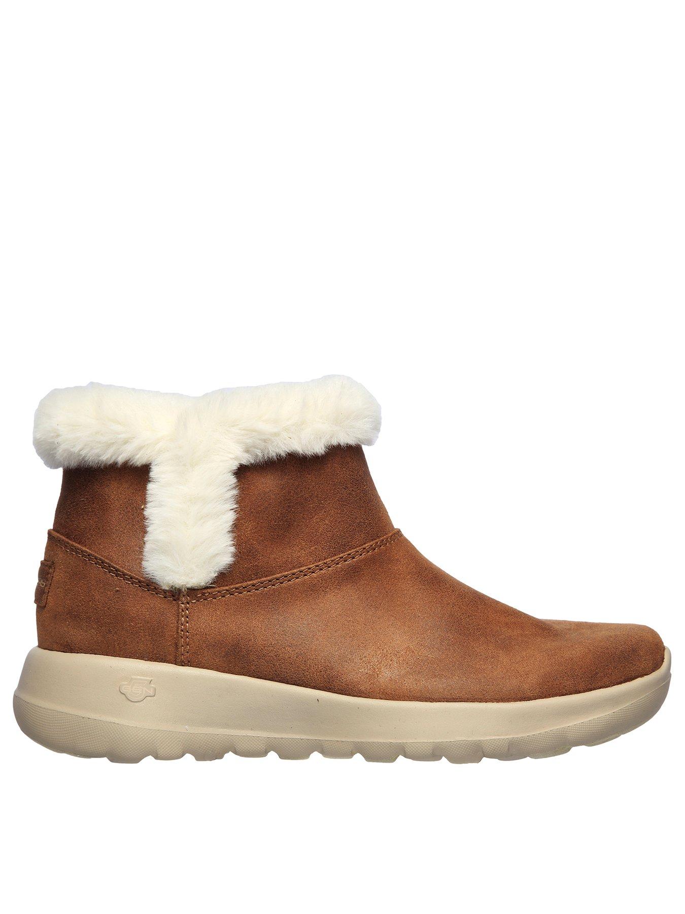 Skechers suede zip ankle boot with faux fur on sale