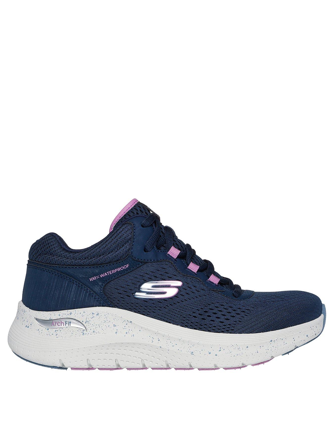 Skechers Arch Fit Waterproof Engineered Mesh Lace-Up Trainers - Navy, Navy, Size 6, Women