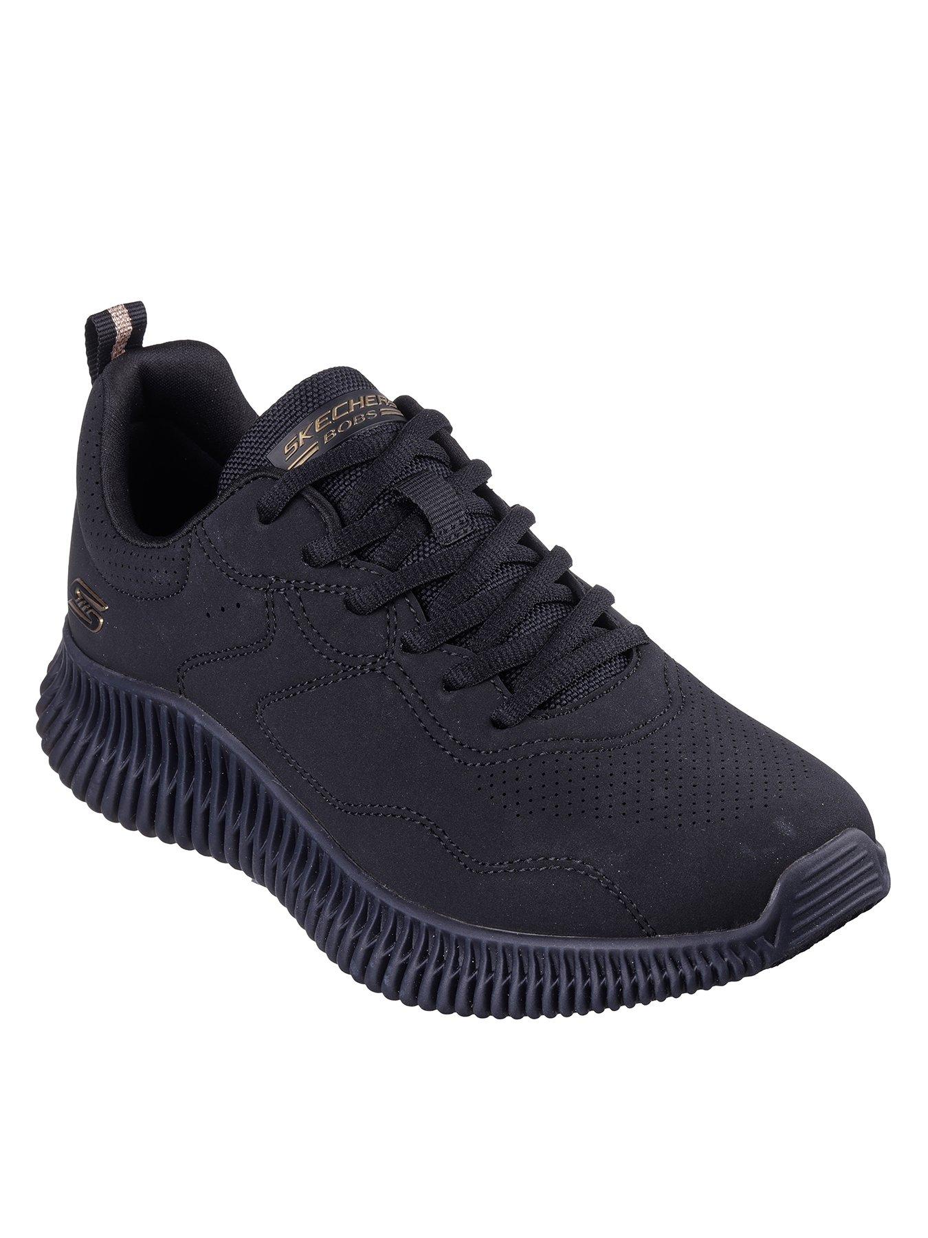 Skechers Deboss Lace Up Sneakers Black Very