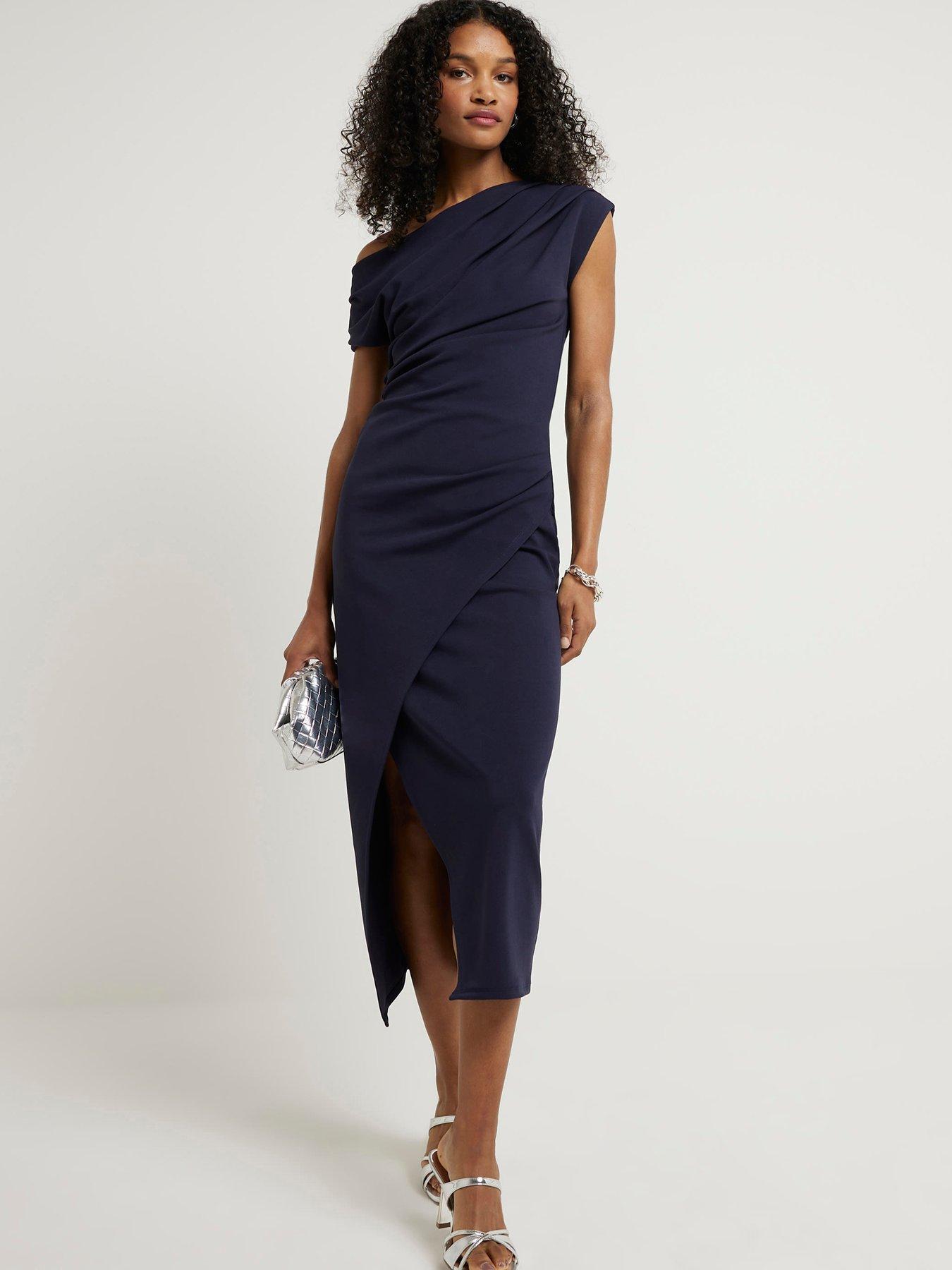 Dress River Island Asymmetric Jumper Black Dogtooth Wrap