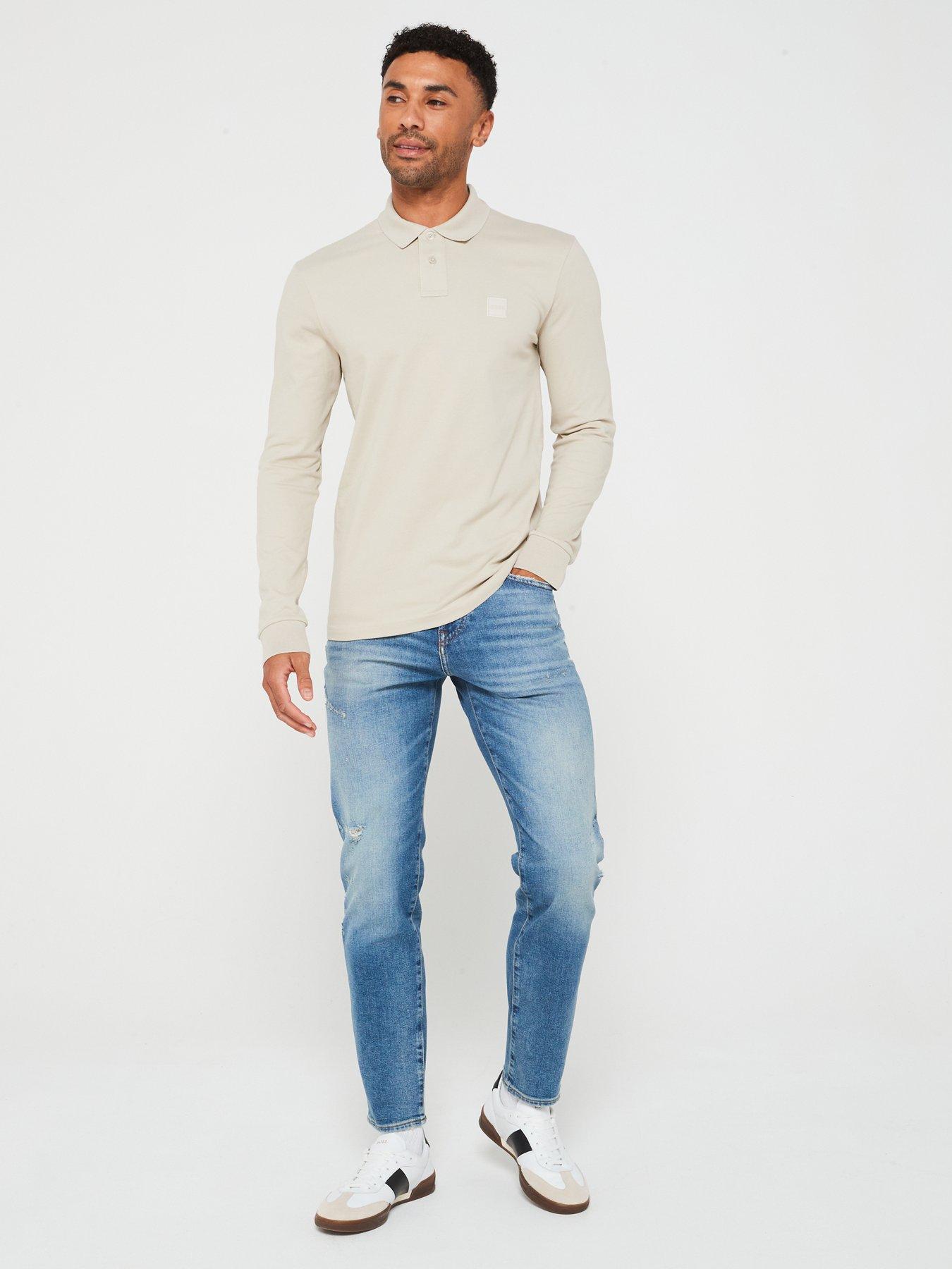 Image 3 of 4 of BOSS Passerby Logn Sleeve Slim Fit Polo Shirt - Light Beige
