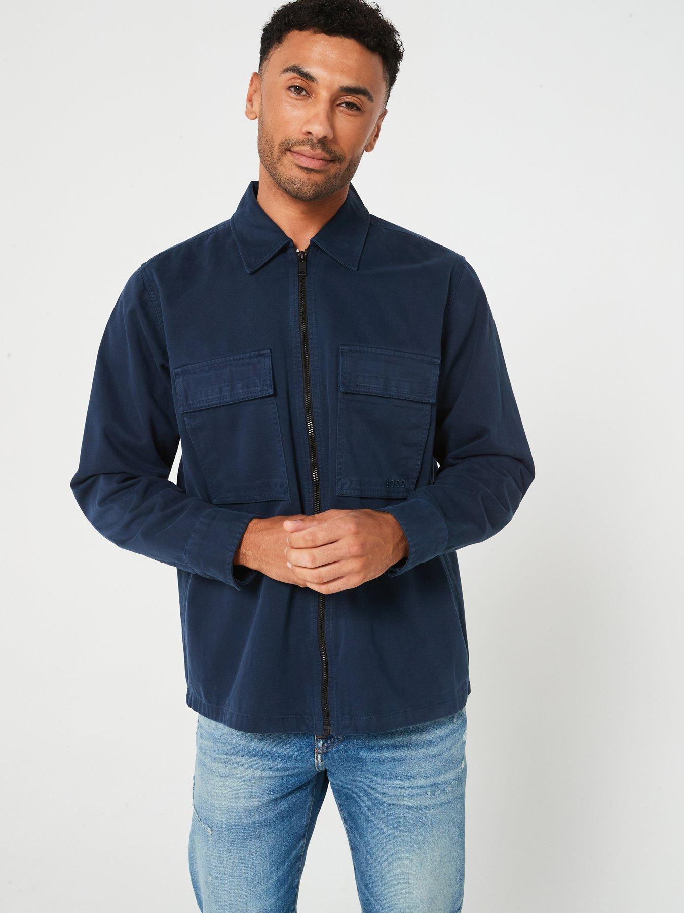 BOSS Lovel Double Pocket Zip Overshirt Navy Very