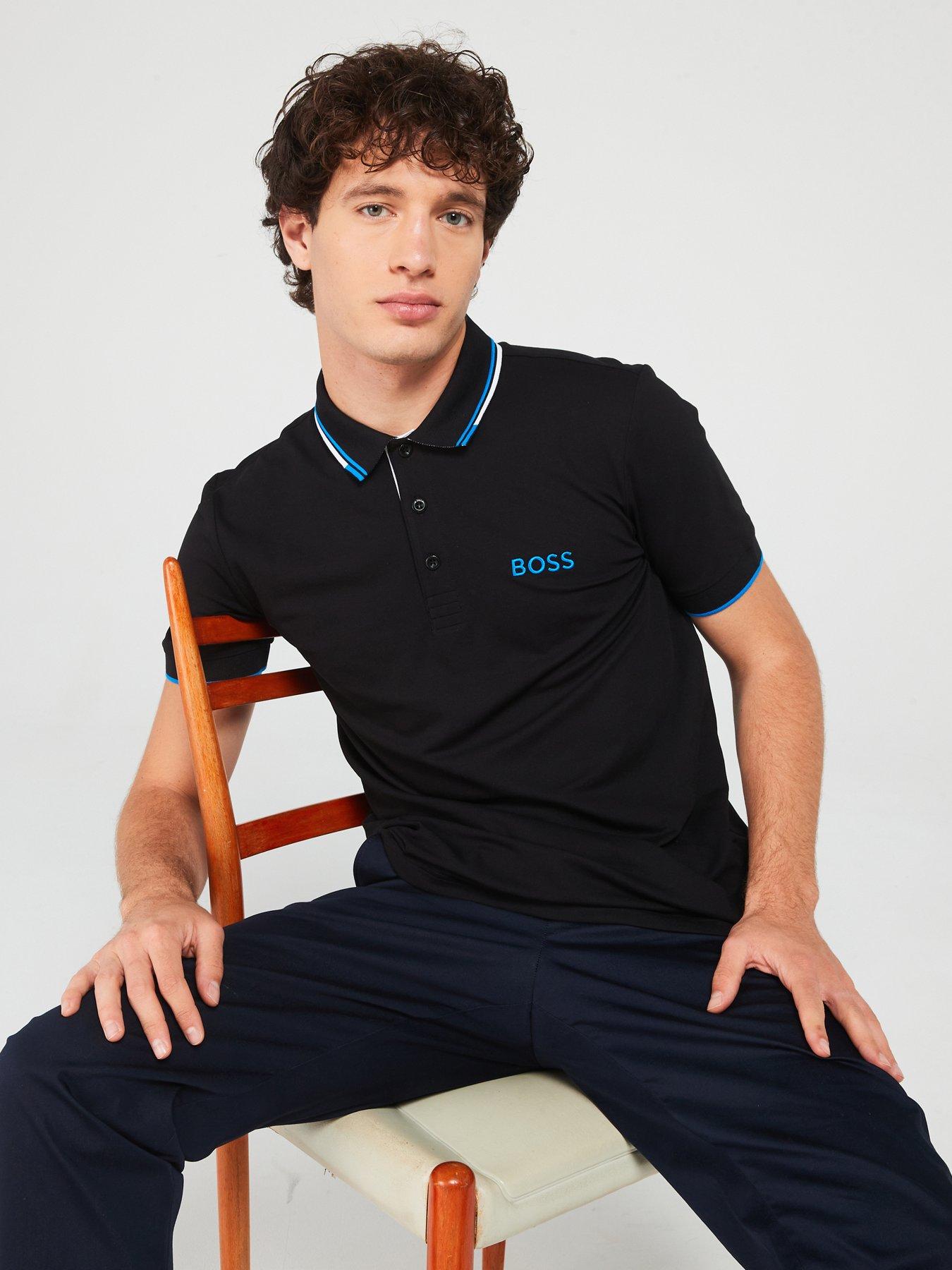 BOSS Paddy Pro Regular Fit Tipping Polo Shirt Black Very