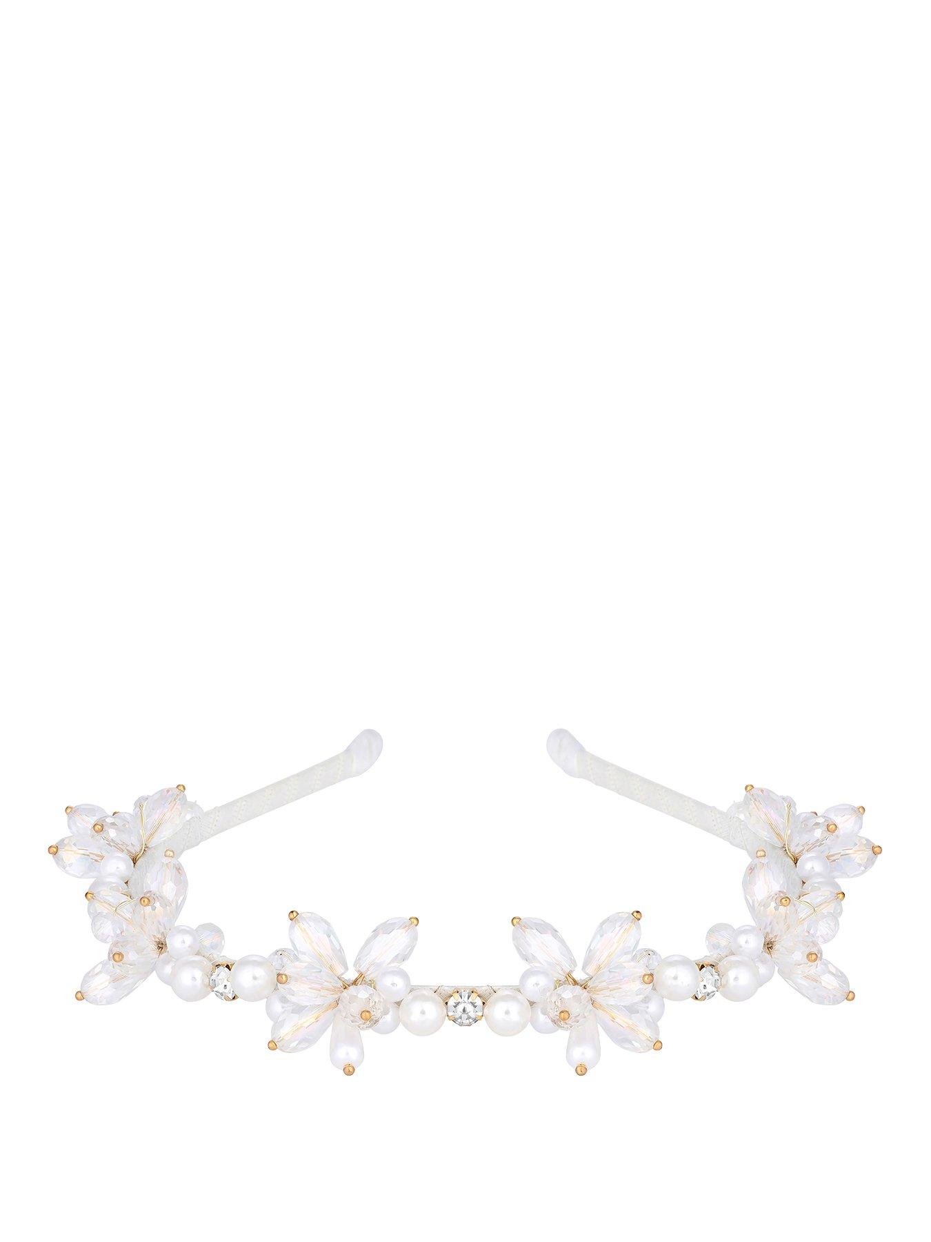 undefined Gold Plated Crystal Beaded Floral Headband