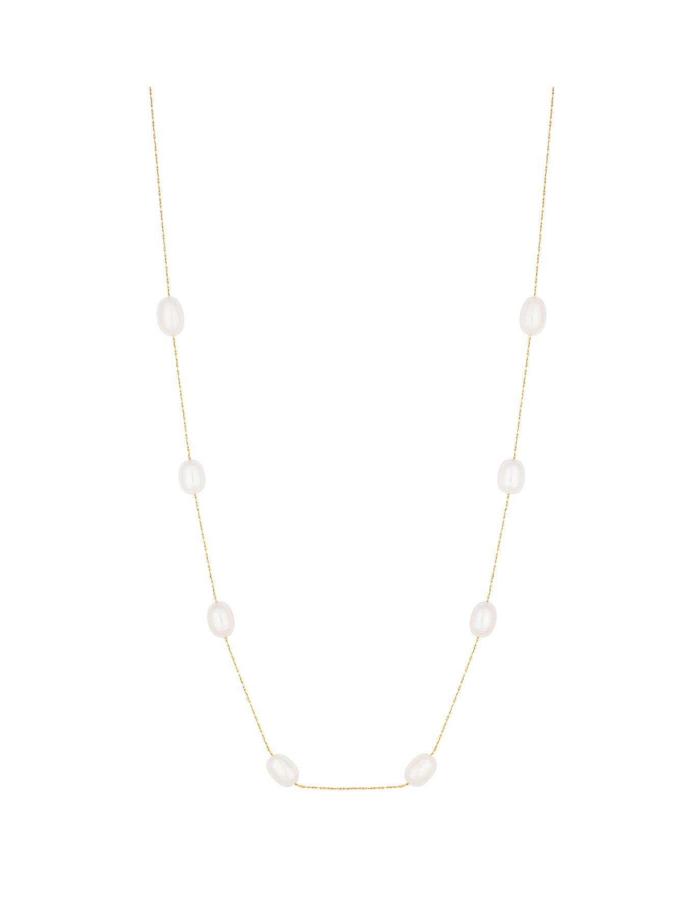 Product photograph of Jon Richard Gold Plate Fine Chain And Fresh Water Pearl Necklace from very.co.uk