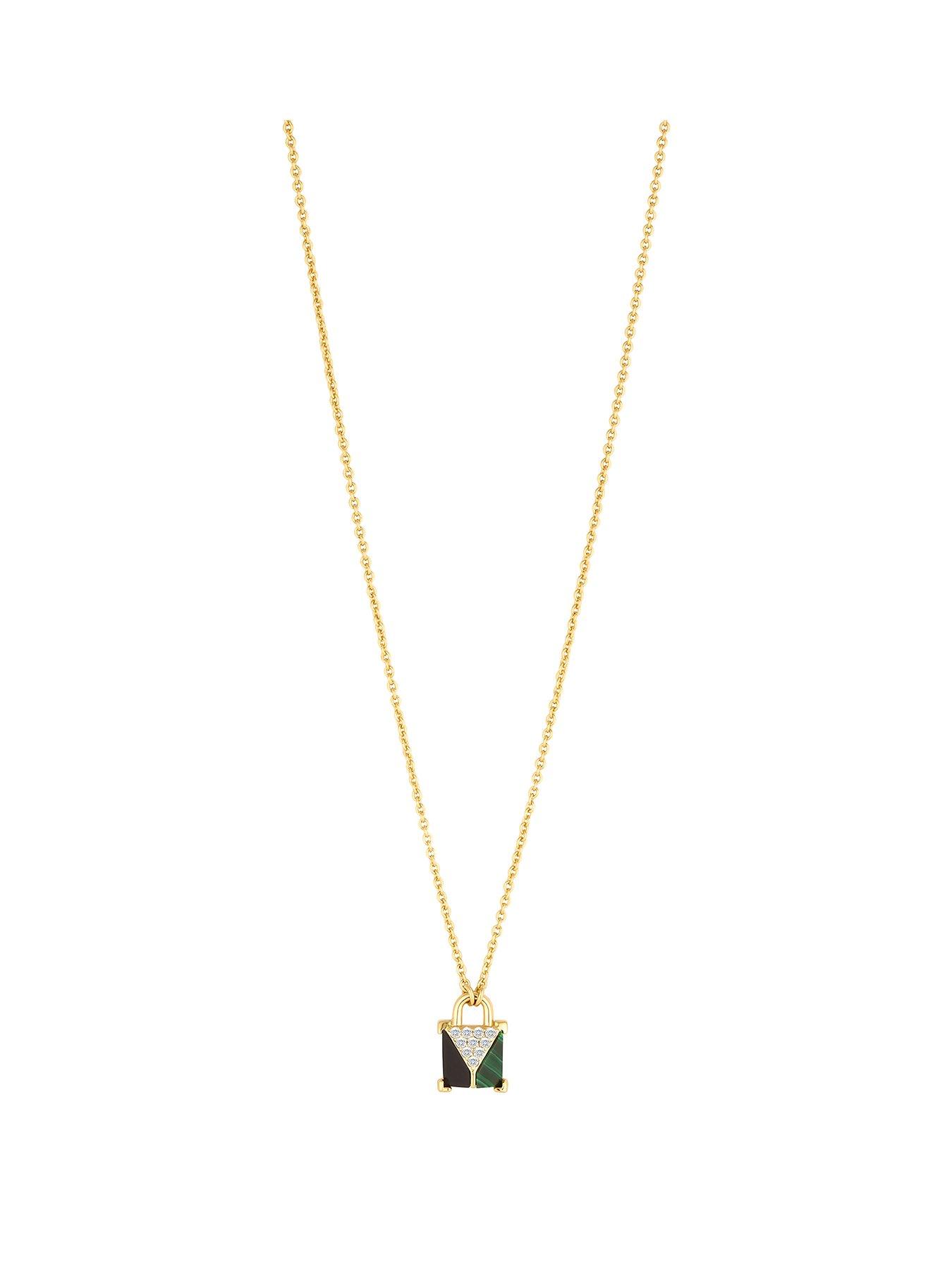 inicio-inicio-gold-plate-malaquite-padlock-pendant