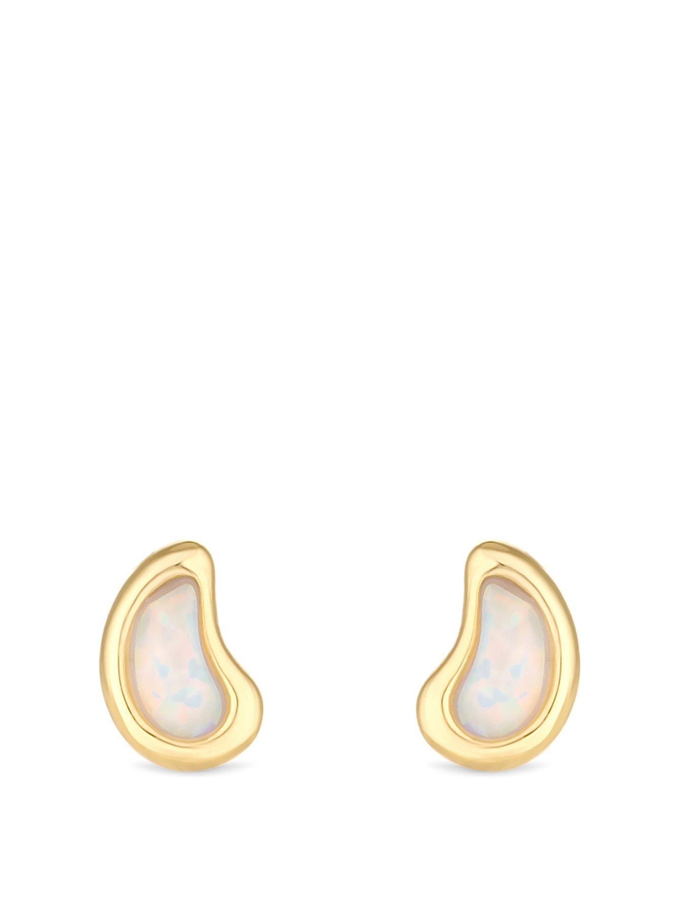 Product photograph of Inicio 14k Gold Plate Opal Stud Earring from very.co.uk