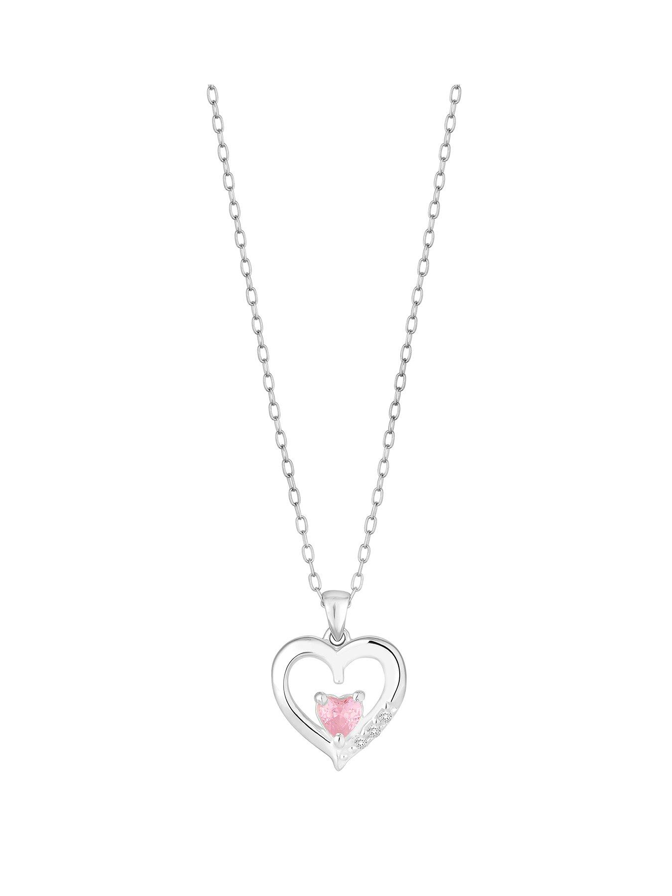 Product photograph of Simply Silver Simply Silver Sterling Silver 925 Pink Heart Pendant from very.co.uk