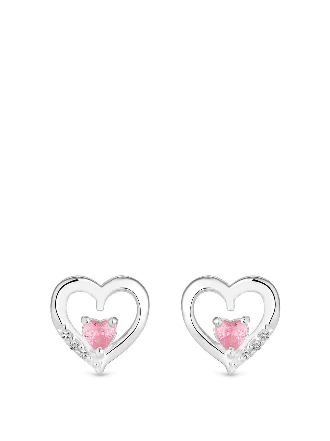 Product photograph of Simply Silver Sterling Silver 925 Pink Heart Earring from very.co.uk