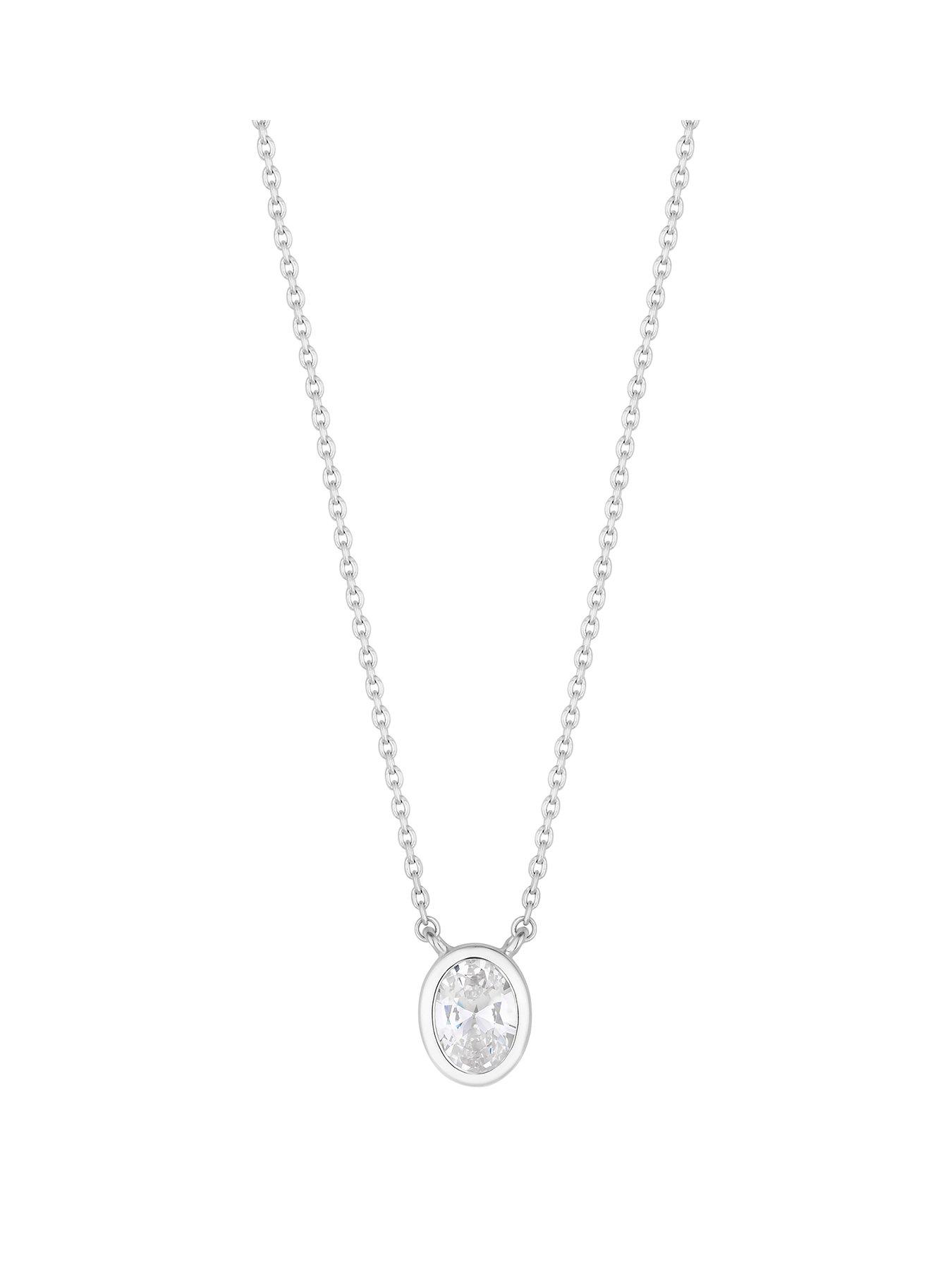 Product photograph of Simply Silver Sterling Silver 925 Cubic Zirconia Oval Pendant from very.co.uk