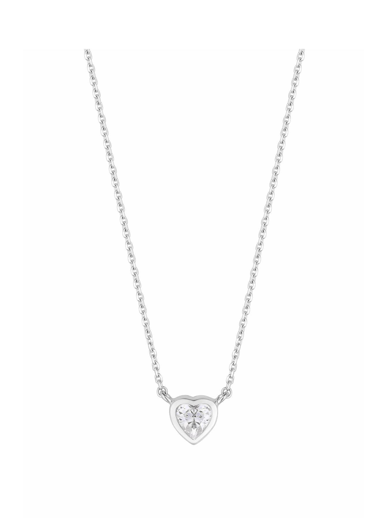 Product photograph of Simply Silver Sterling Silver 925 Cubic Zirconia Heart Pendant from very.co.uk