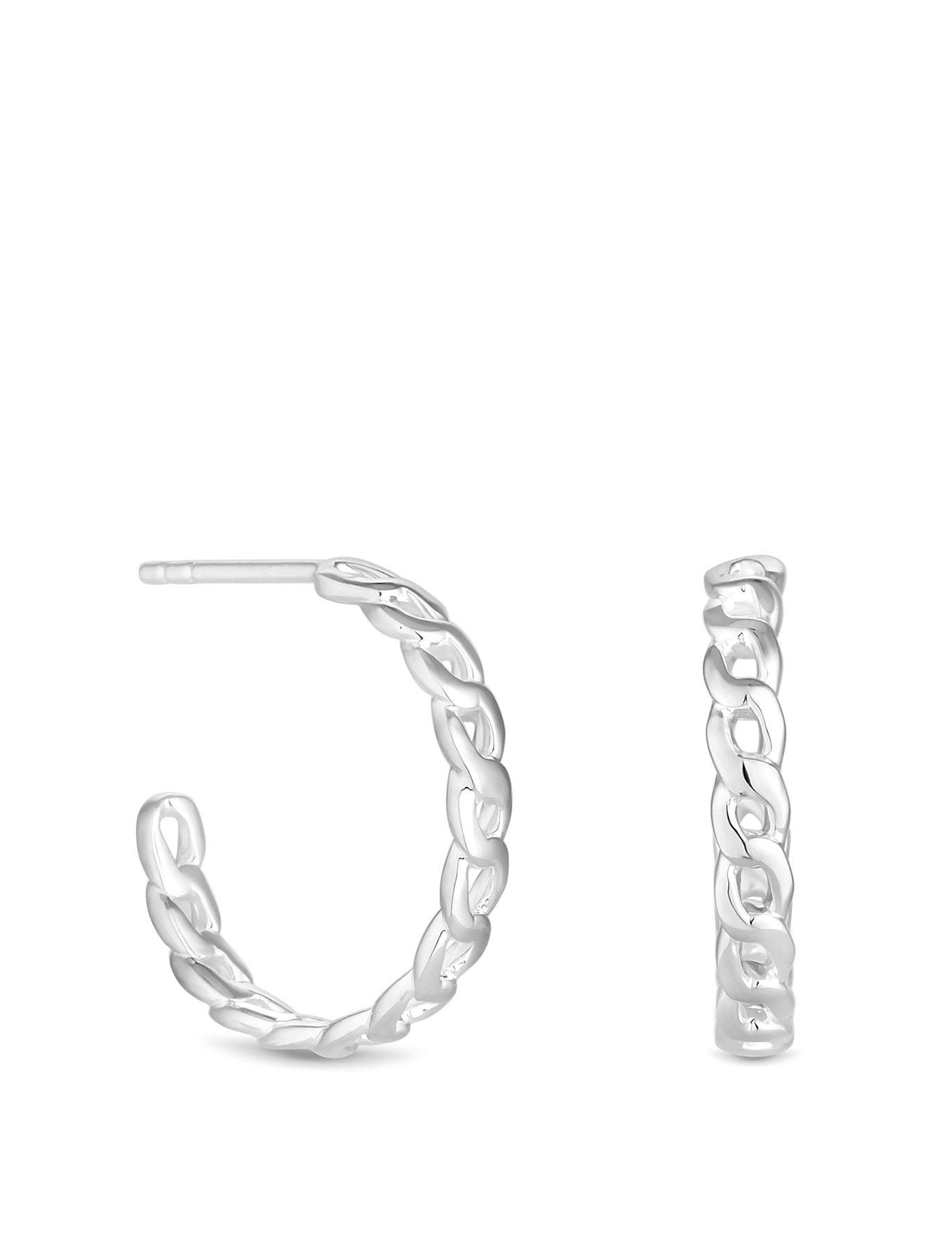 Product photograph of Simply Silver Sterling Silver 925 Chain Link Fine Hoop Earring from very.co.uk