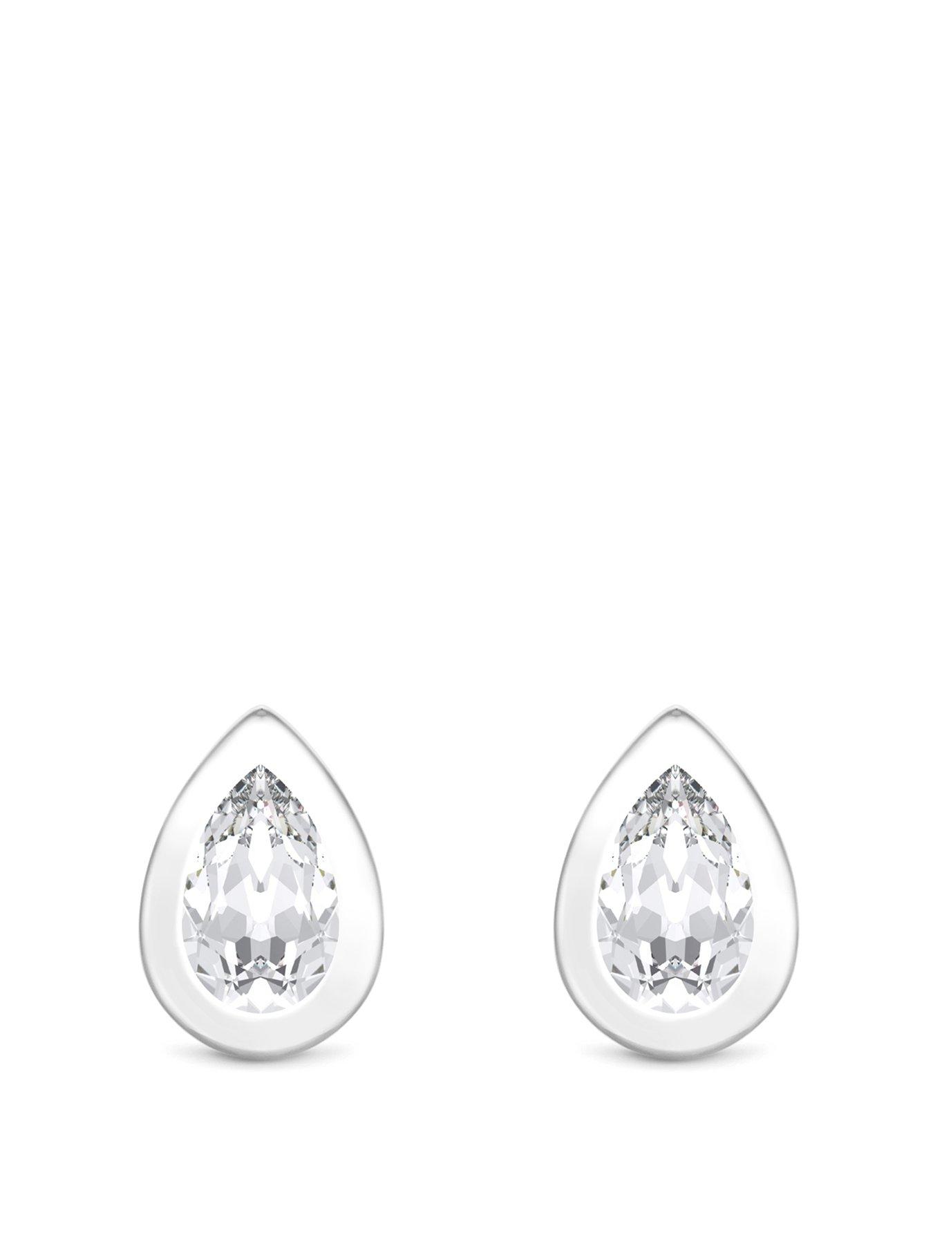 Product photograph of Simply Silver Sterling Silver 925 Cubic Zirconia Pear Drop Stud Earring from very.co.uk