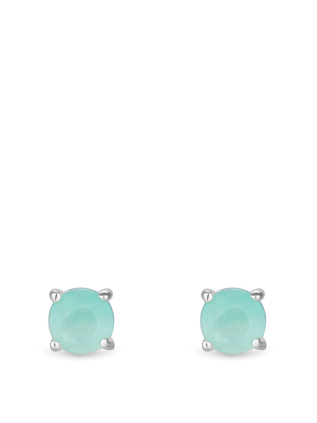 Product photograph of Simply Silver Sterling Silver 925 Amazonite Stud Earrings from very.co.uk