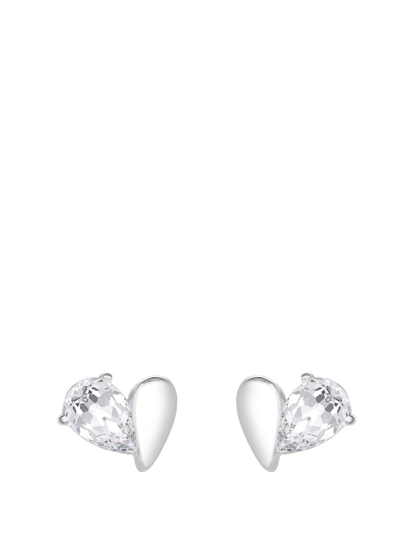 Product photograph of Simply Silver Sterling Silver 925 Polished And Cubic Zirconia Heart Stud Earring from very.co.uk