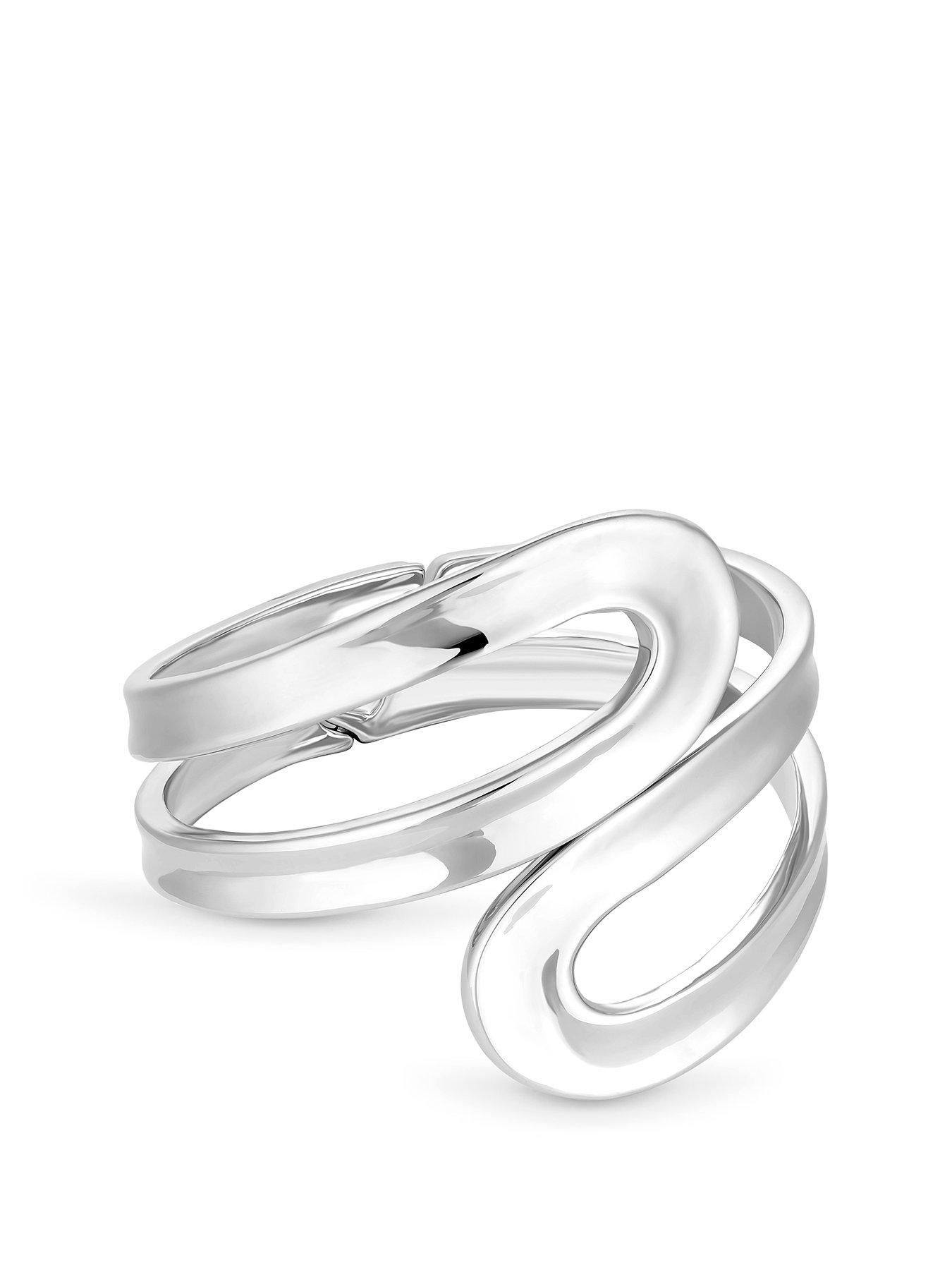 Product photograph of Jon Richard Silver Plate Open Bangle from very.co.uk