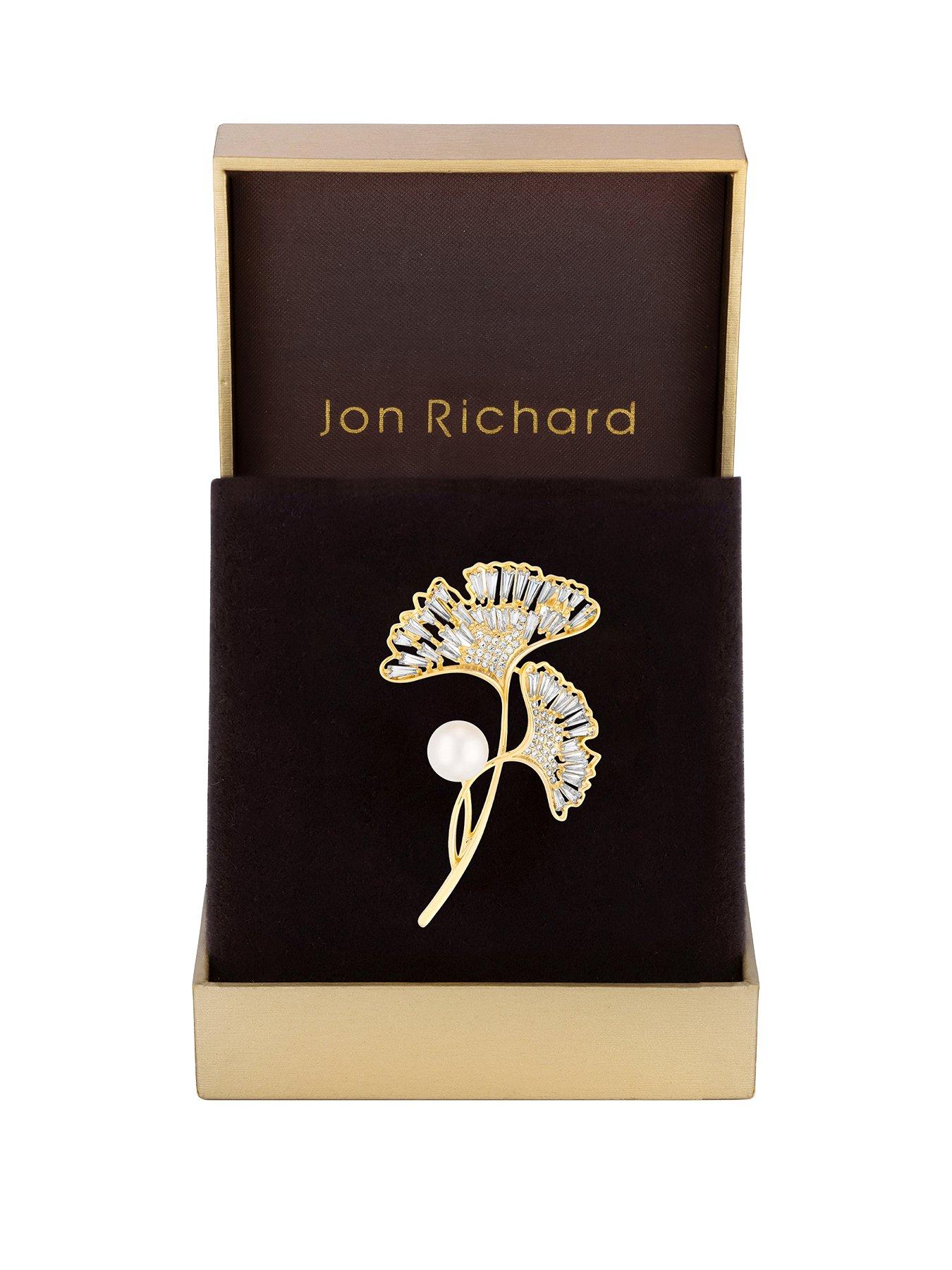 Product photograph of Jon Richard Gold Plate Lotus Leaf Brooch from very.co.uk