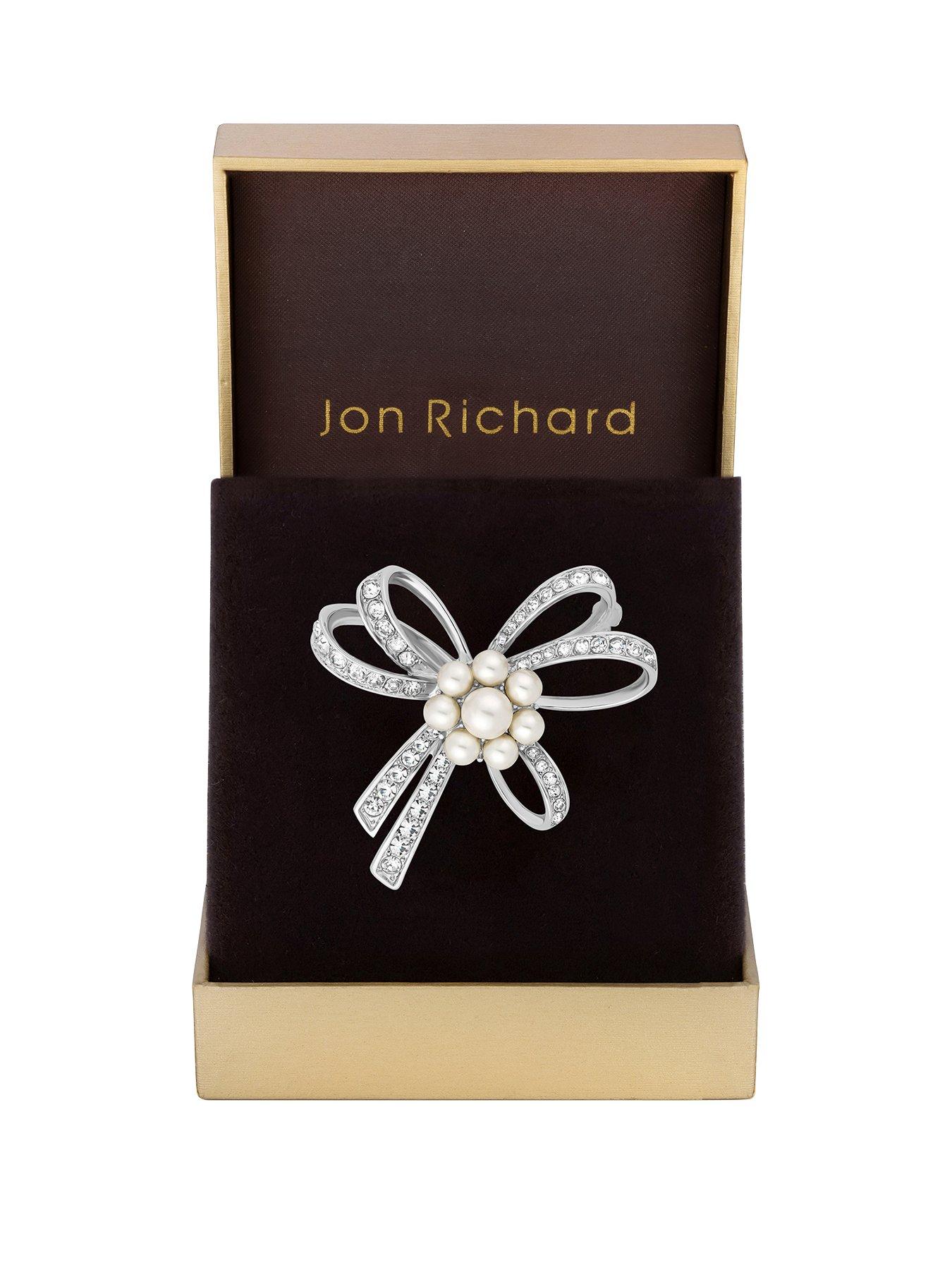 Product photograph of Jon Richard Pearl Ribbon Brooch from very.co.uk