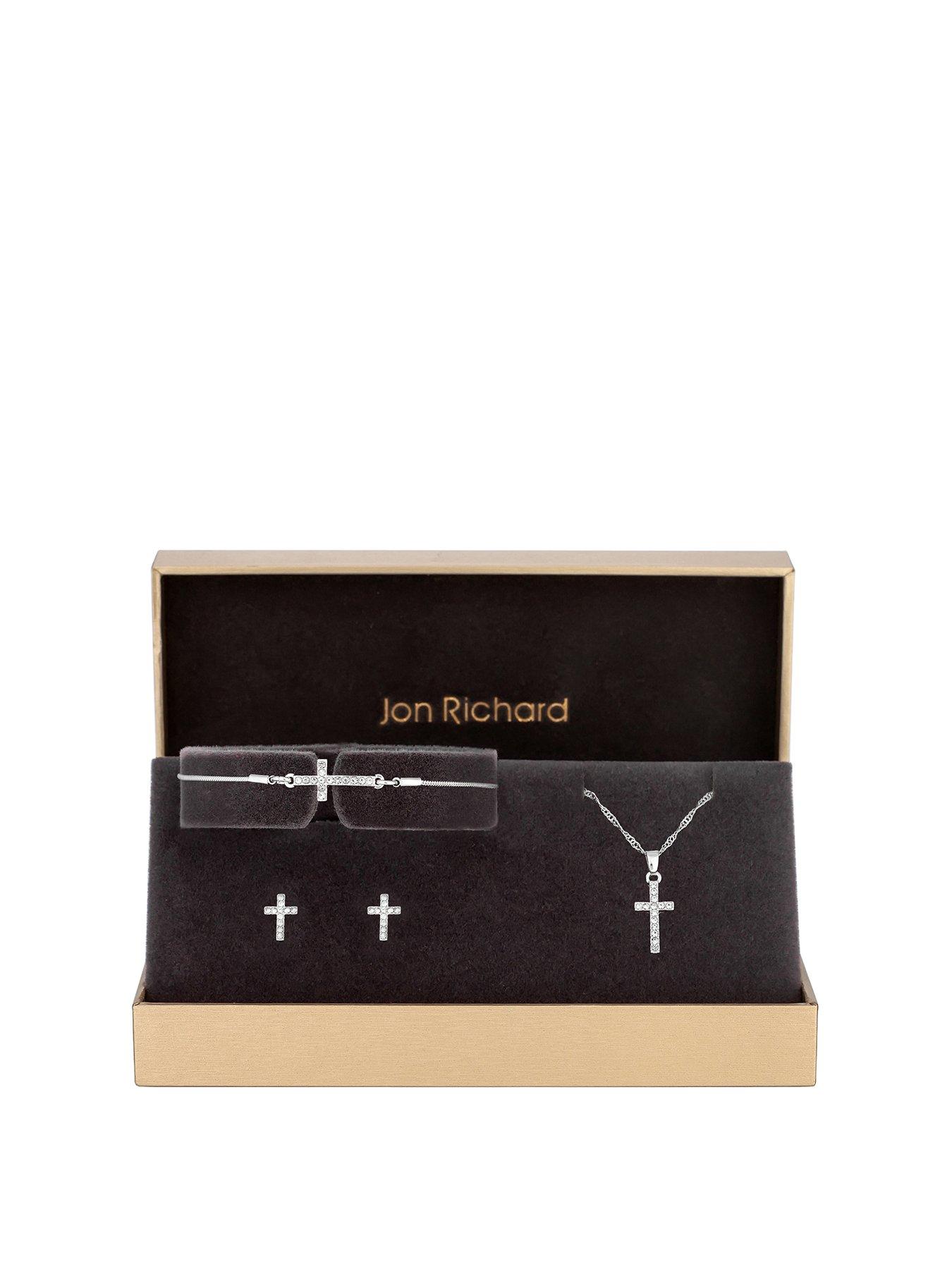 Product photograph of Jon Richard Silver Plate Cross Trio Box Set from very.co.uk