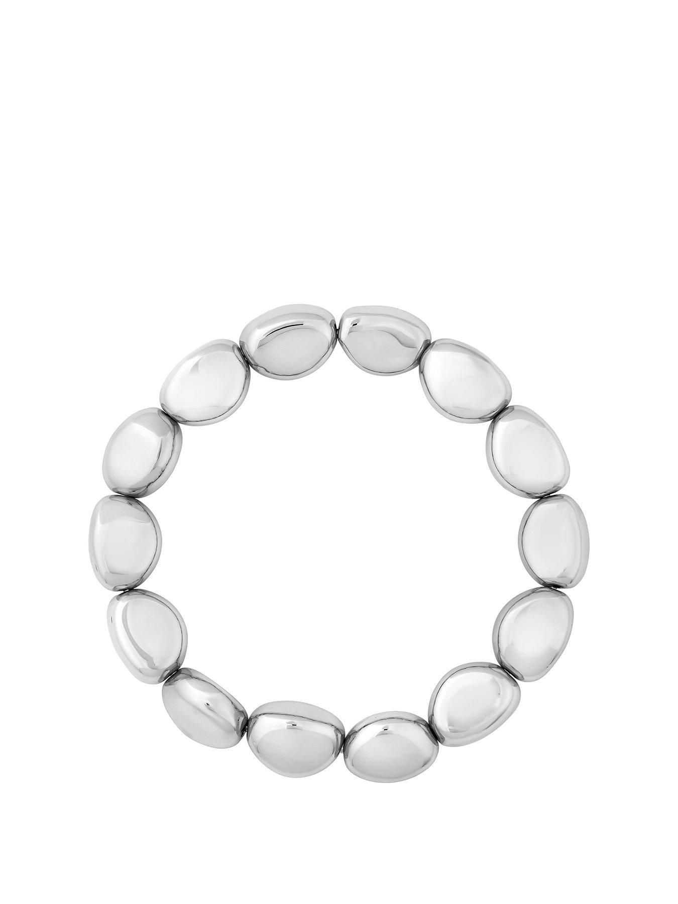 Product photograph of Jon Richard Silver Plate Polsihed Nugget Bracelet from very.co.uk