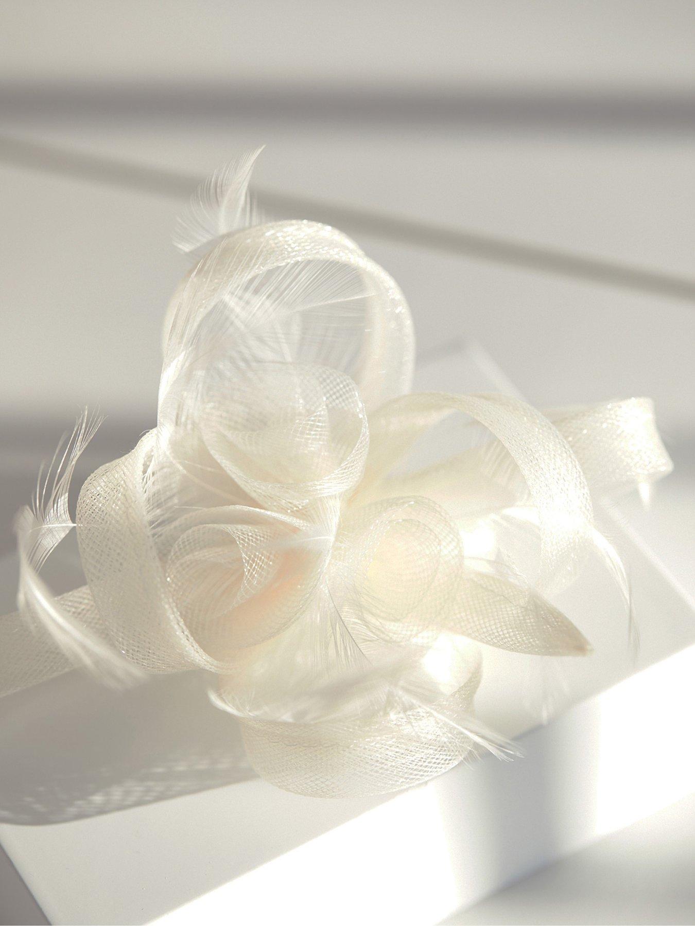 Image 2 of 3 of Jon Richard Jon Richard Ivory Small Feather Fascinator Clip
