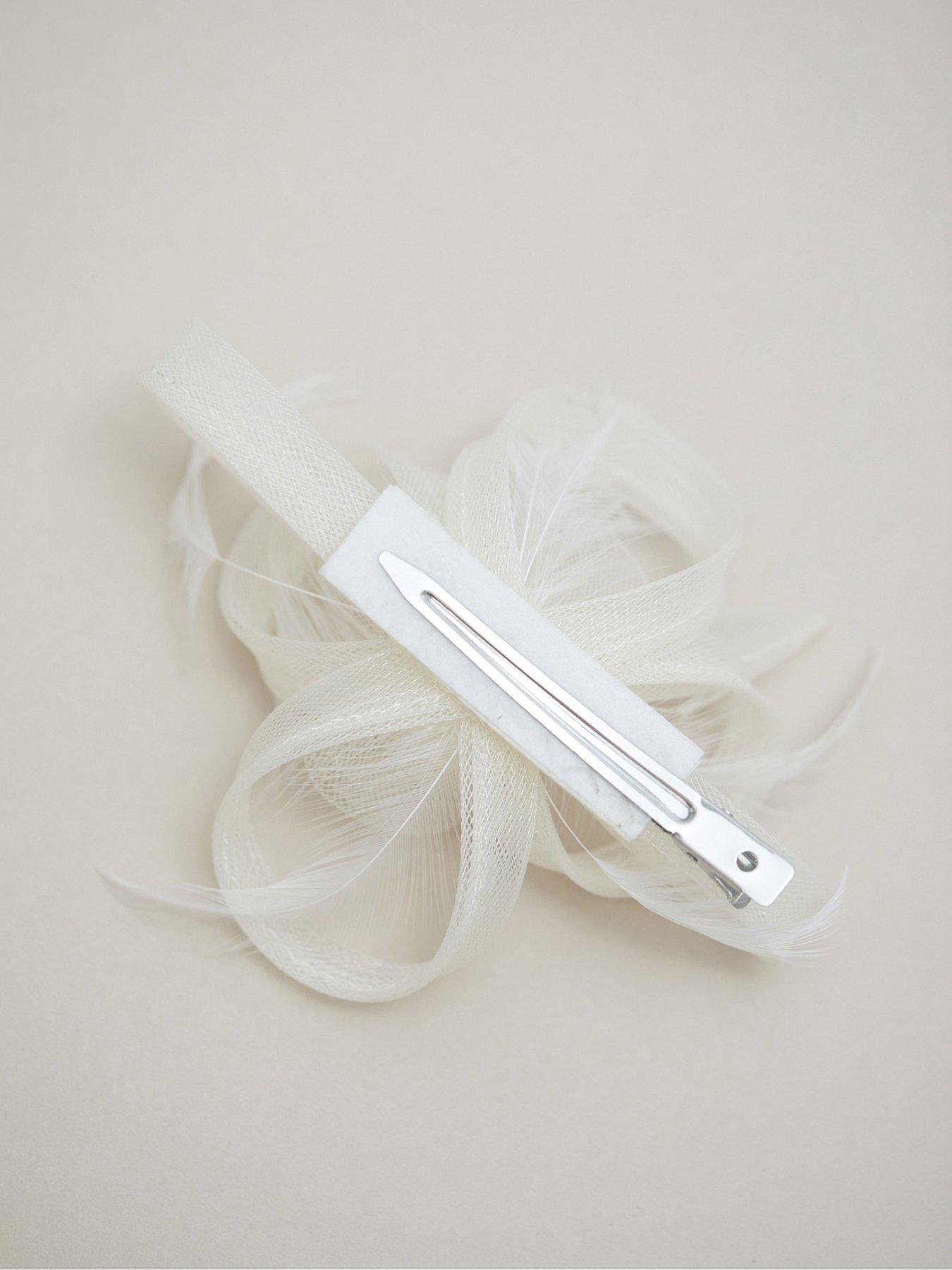 Image 3 of 3 of Jon Richard Jon Richard Ivory Small Feather Fascinator Clip