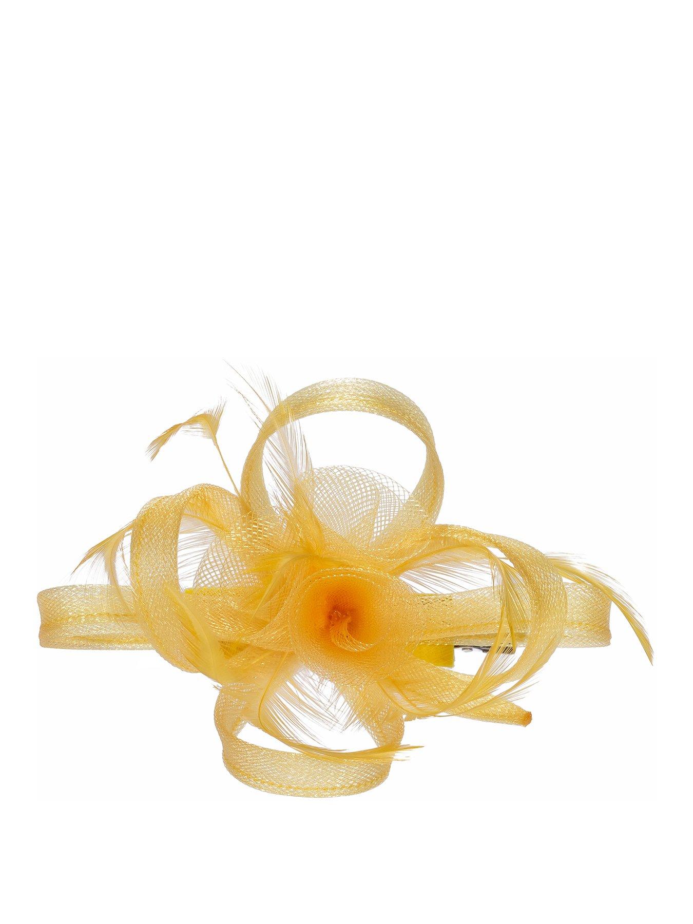 undefined Yellow Small Feather Fascinator Clip